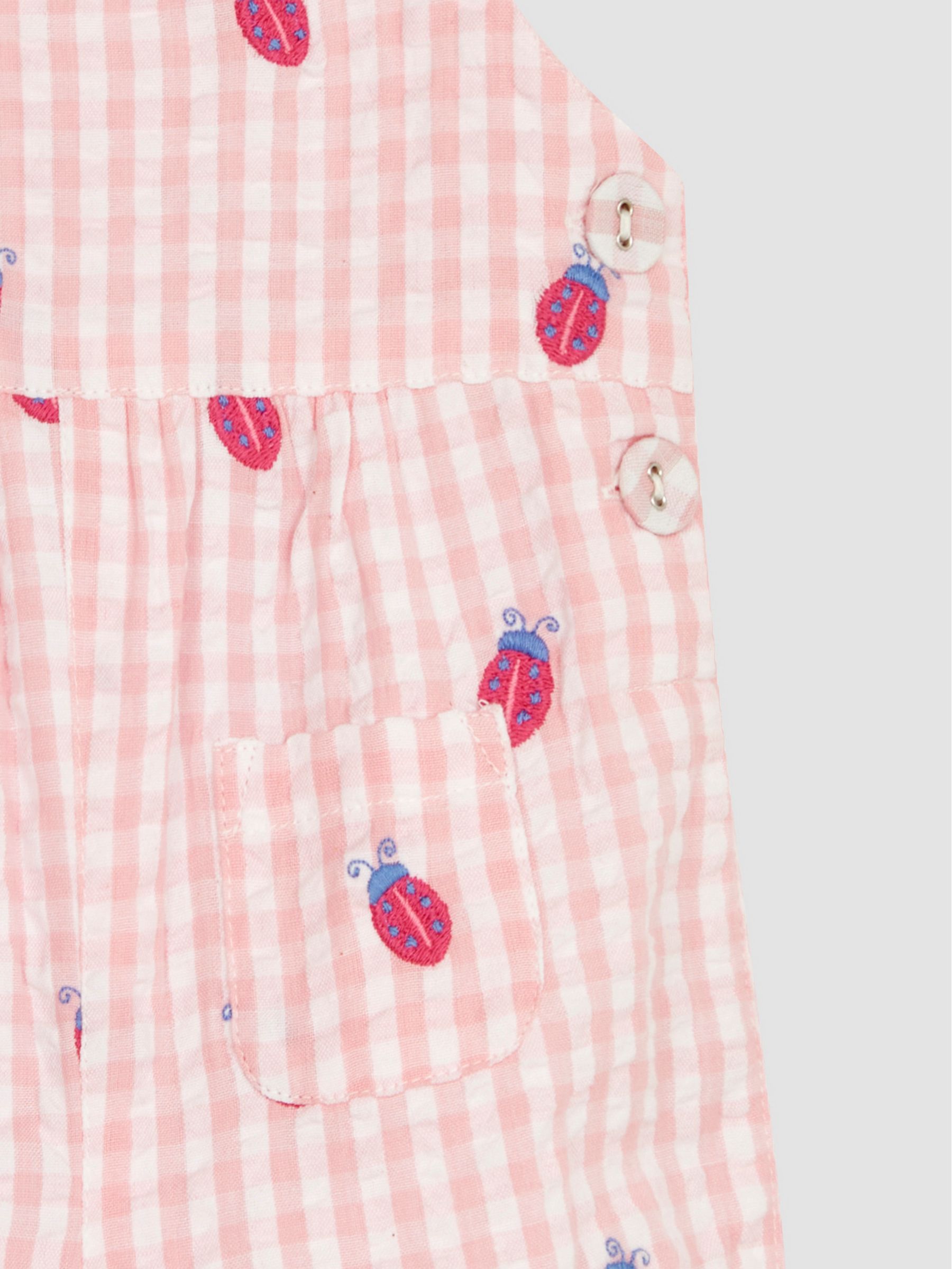 Pink Ladybird Embroidered Gingham Dungarees - Image 4 of 4