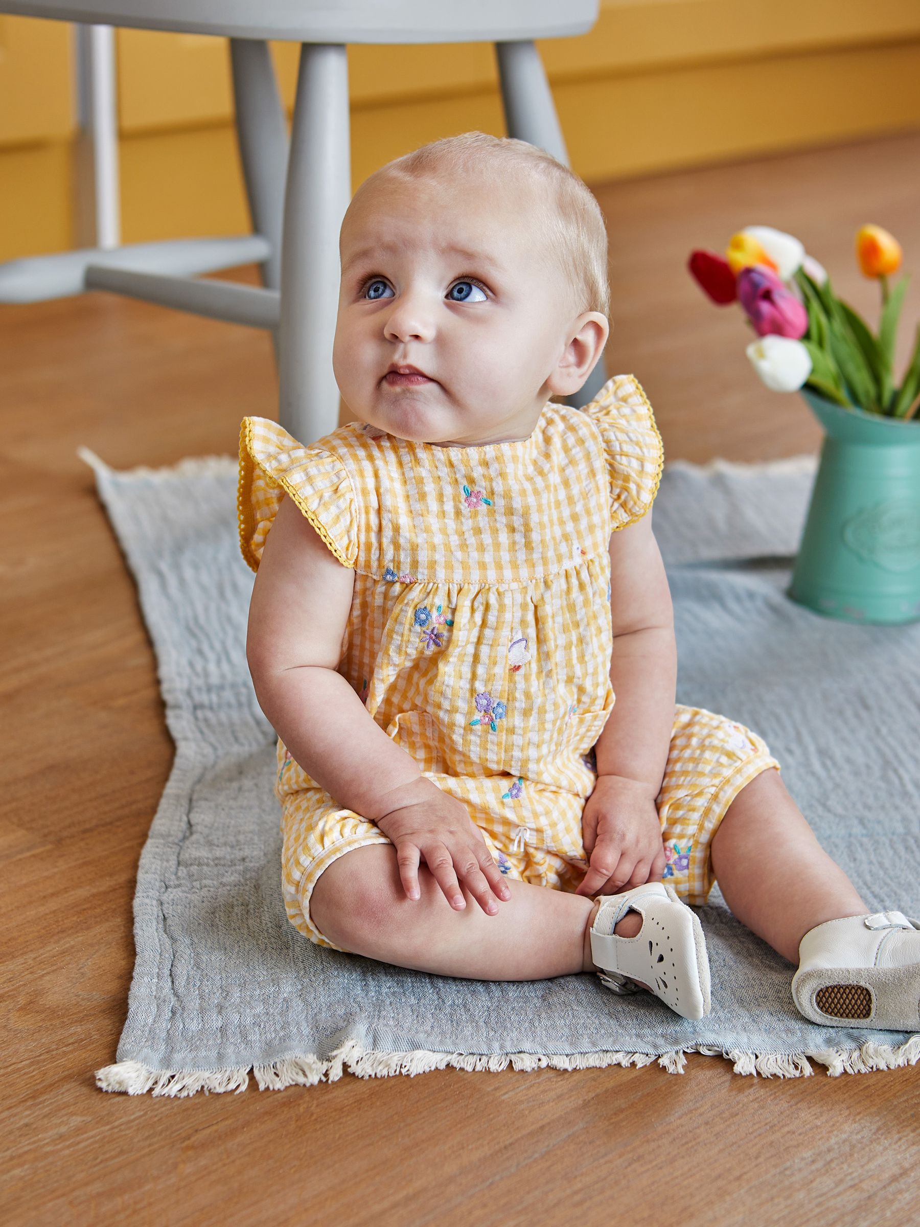 Yellow Gingham Duck Embroidered Pretty Sunsuit - Image 1 of 4