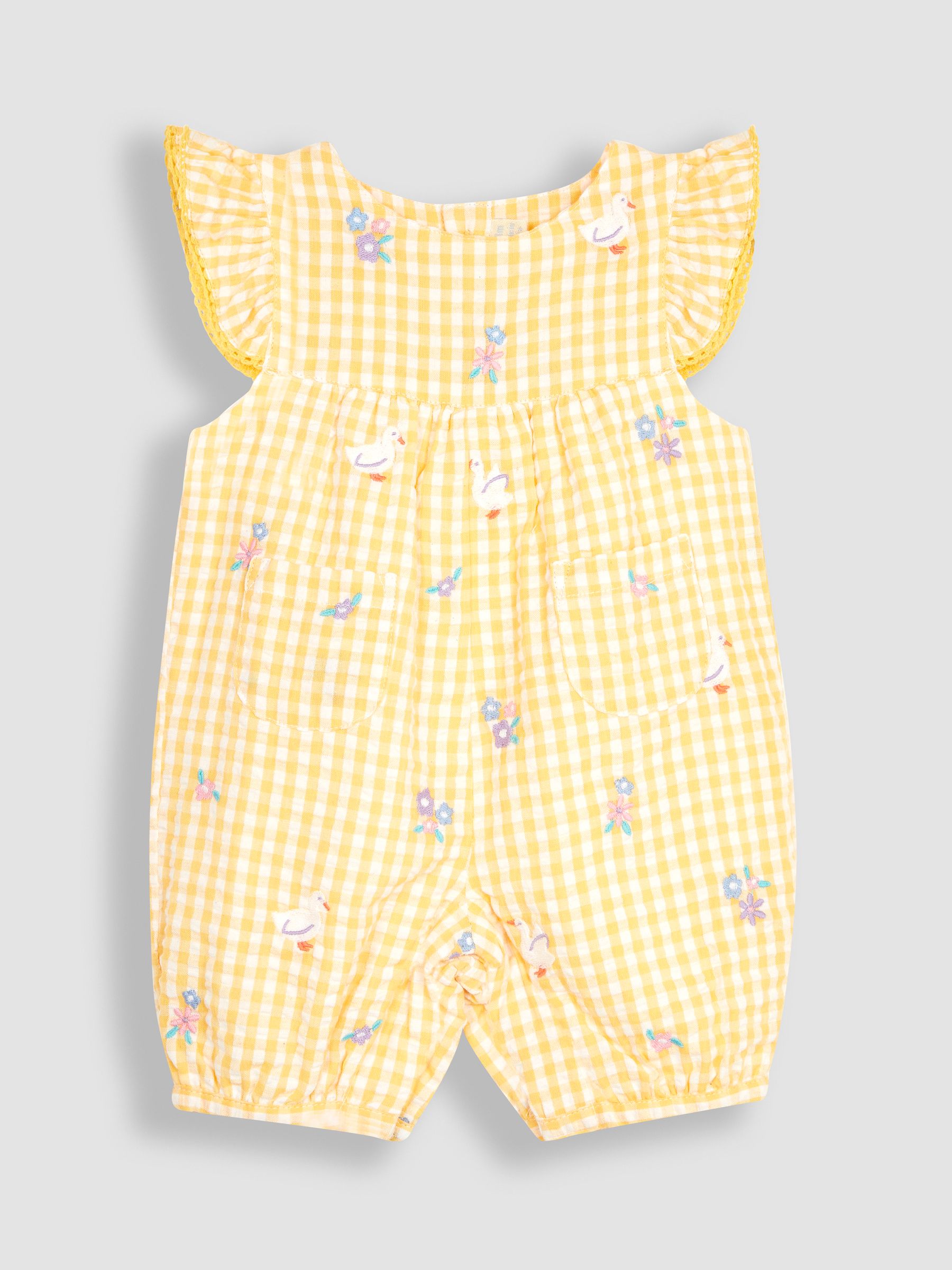 Yellow Gingham Duck Embroidered Pretty Sunsuit - Image 2 of 4