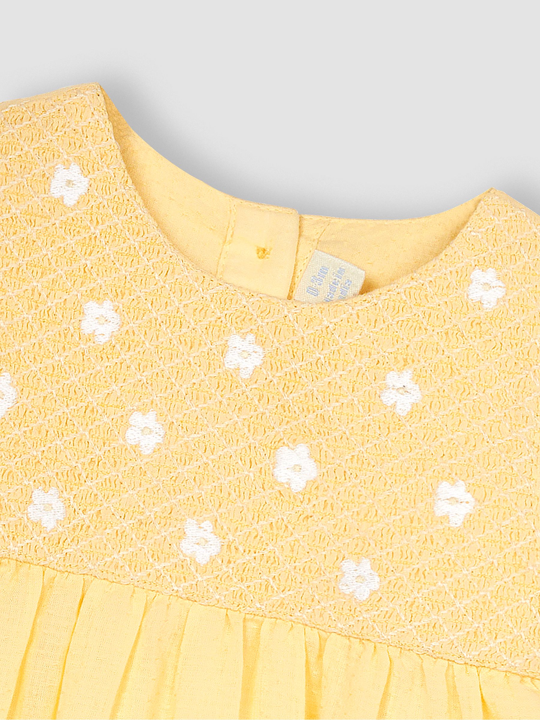 Yellow Bunny Floral Embroidered Smocked Baby Dress - Image 5 of 5