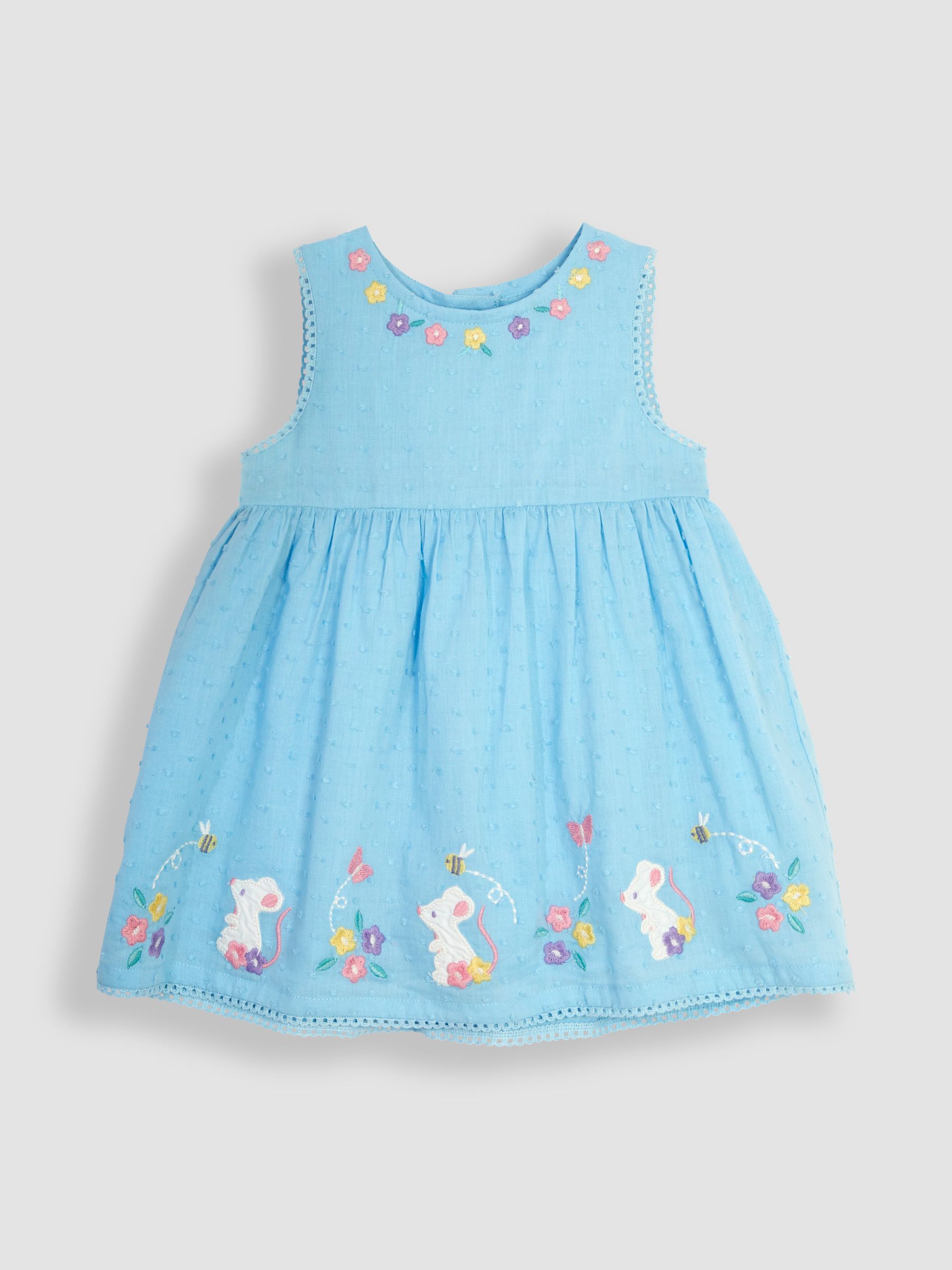 Blue Mouse Floral Embroidered Baby Dress - Image 2 of 4
