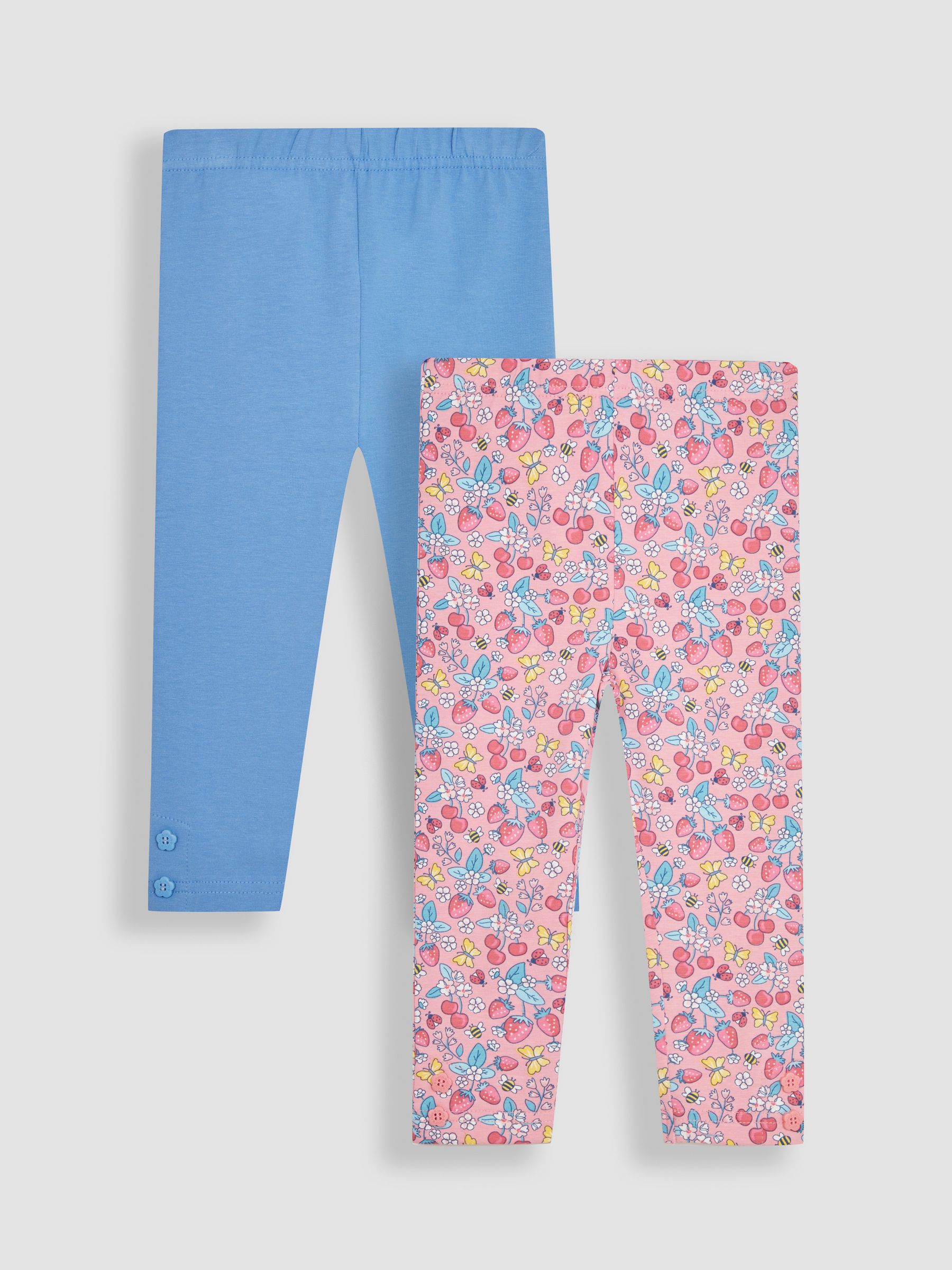 Pink Strawberry Garden Floral & Blue 2-Pack Leggings - Image 1 of 7
