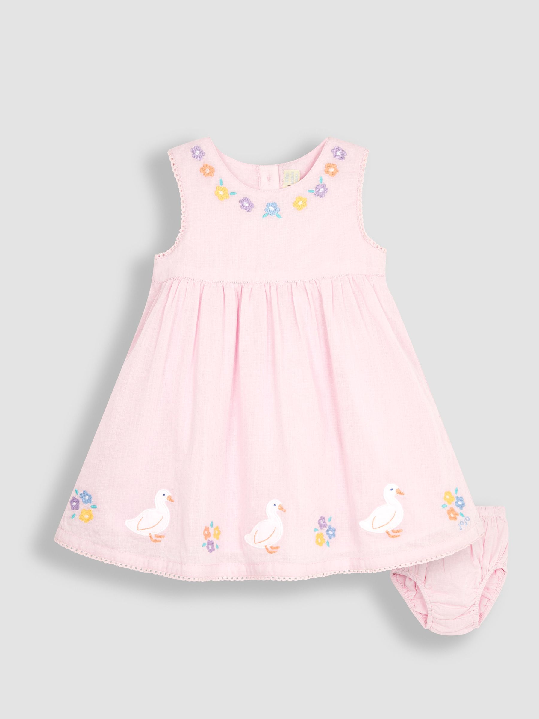 Pink Duck Embroidered Baby Dress - Image 1 of 4
