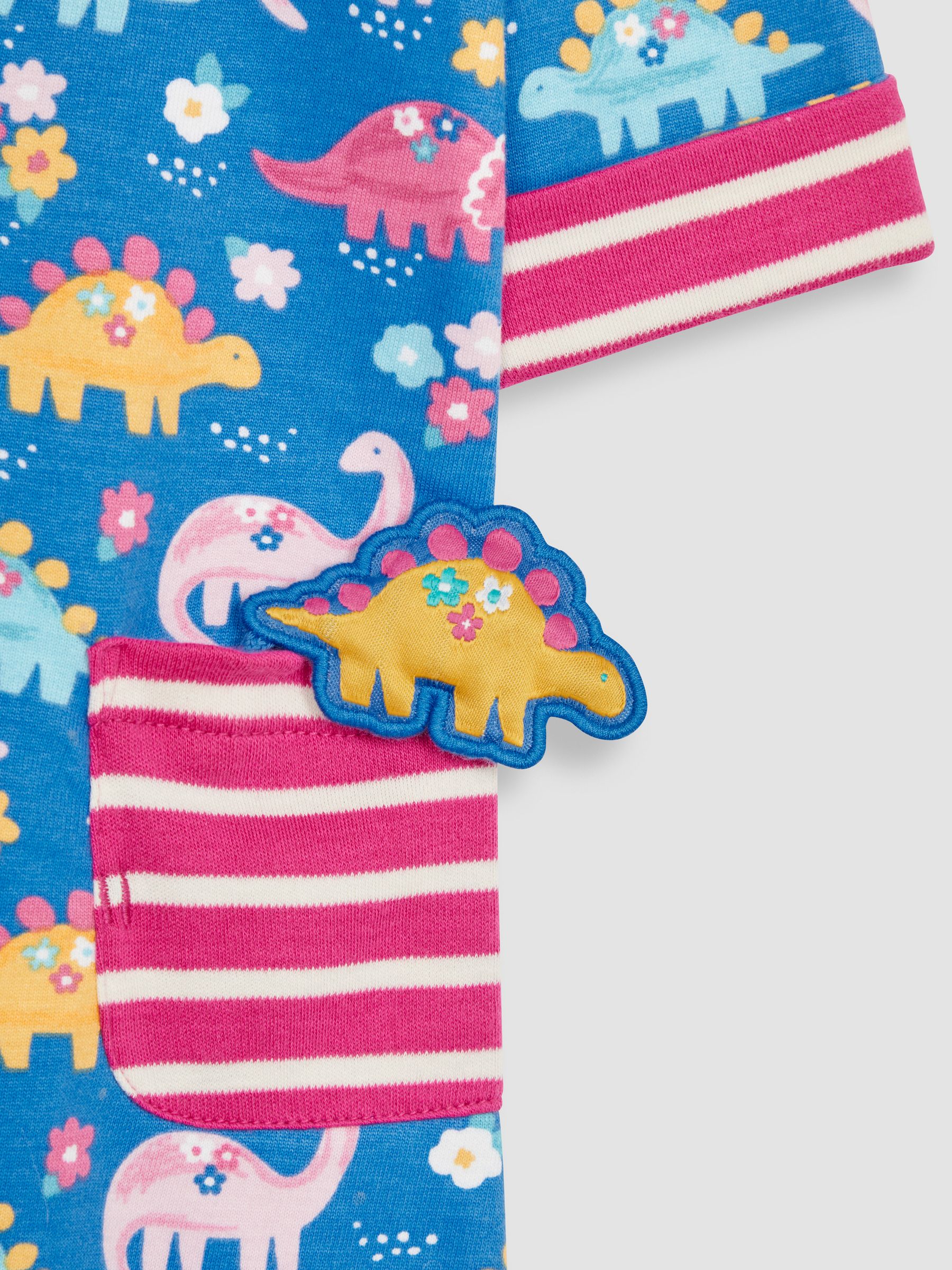Cobalt Blue Floral Dinosaur A-Line Jersey Dress With Pet In Pocket - Image 4 of 4