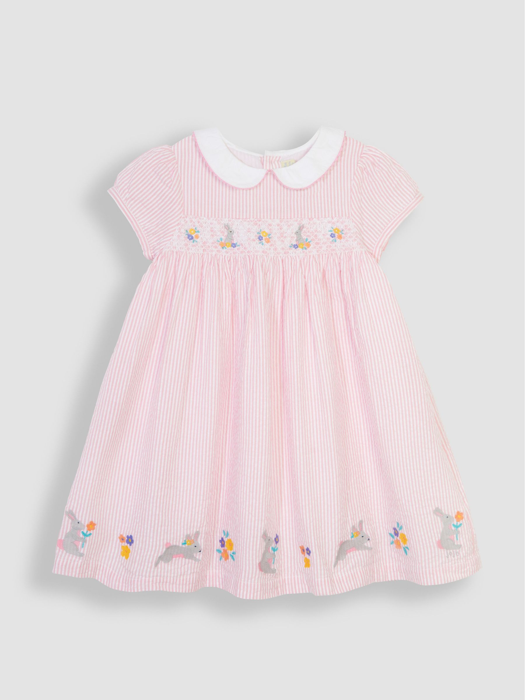 Pink Bunny Embroidered Smocked Dress - Image 2 of 4