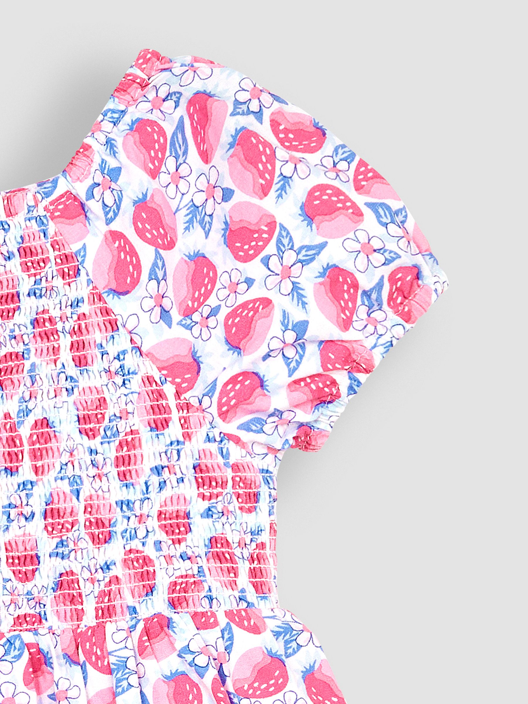 Pink Strawberry Bloom Puff Sleeve Smocked Dress - Image 3 of 4