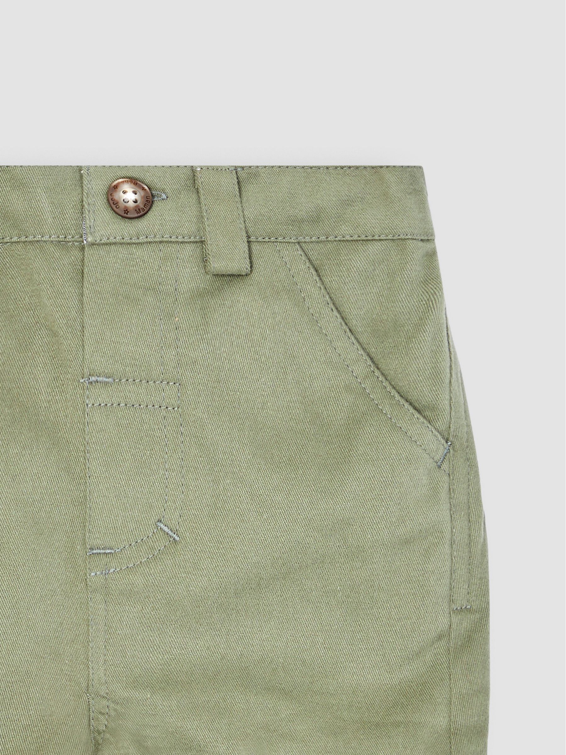Khaki Green Twill Chino Shorts - Image 2 of 3