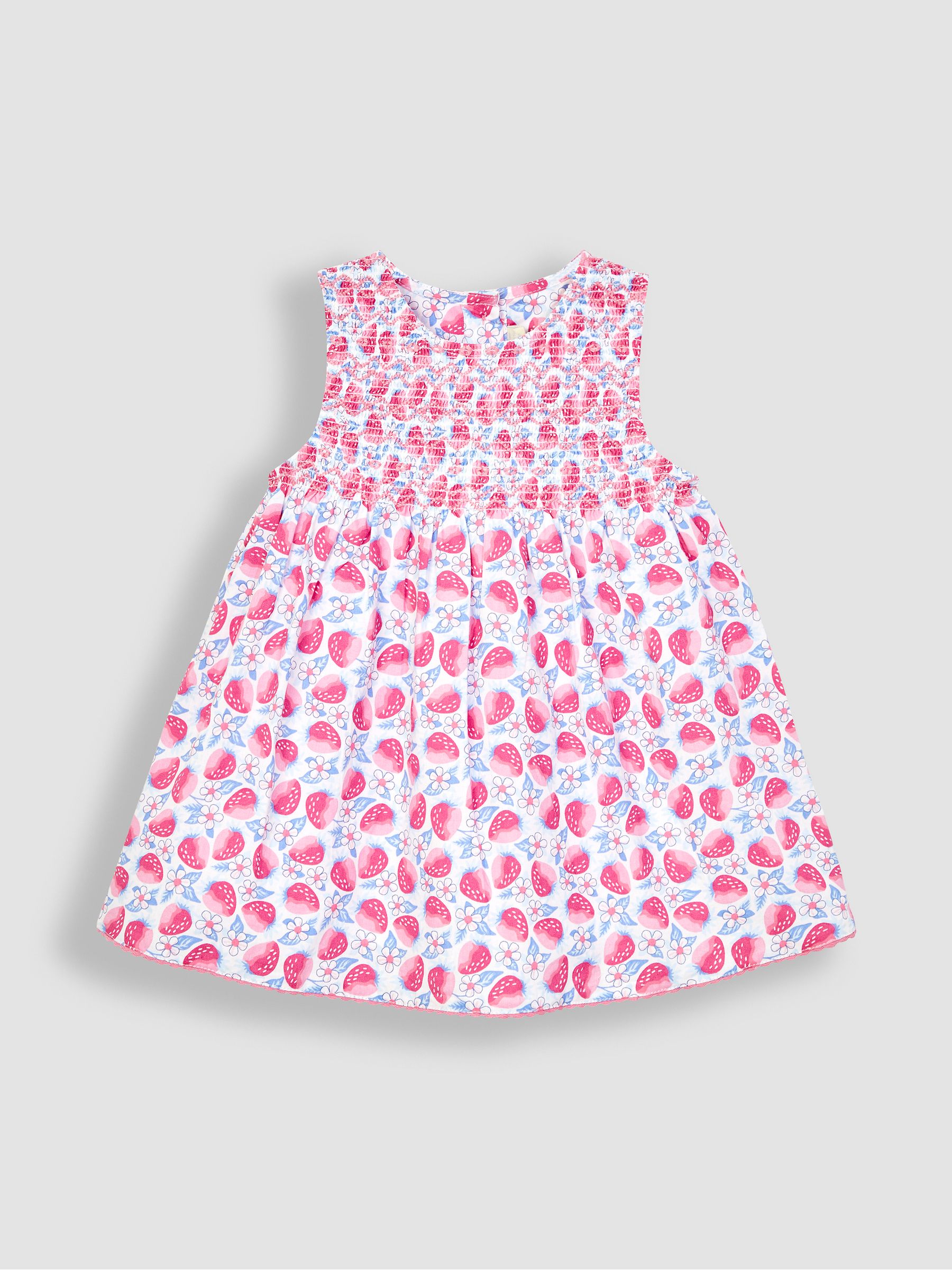 Pink Strawberry Bloom Smocked Baby Dress With Knickers - Image 2 of 4