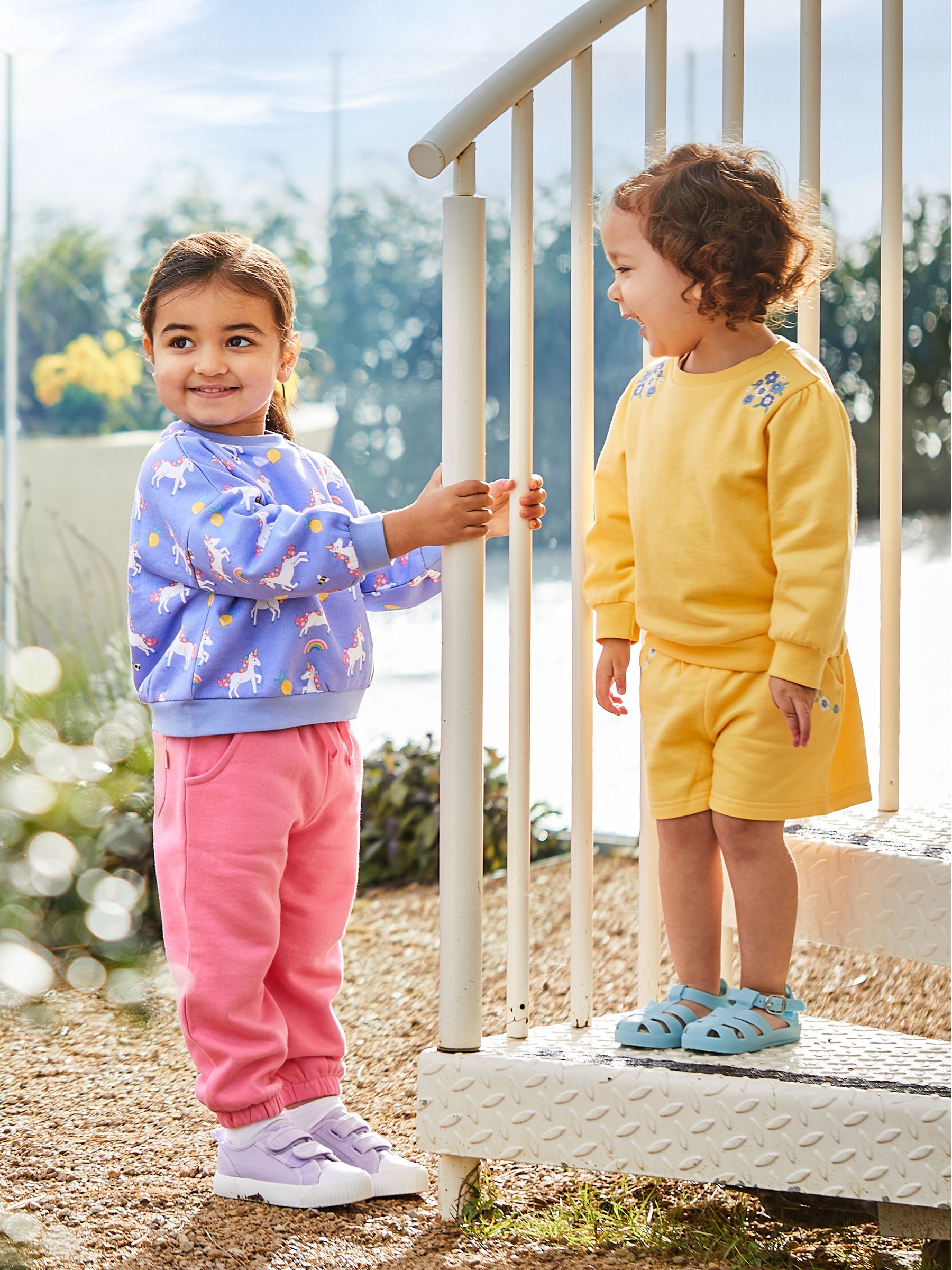 Yellow 2-Piece Floral Embroidered Sweatshirt & Shorts Set - Image 2 of 6