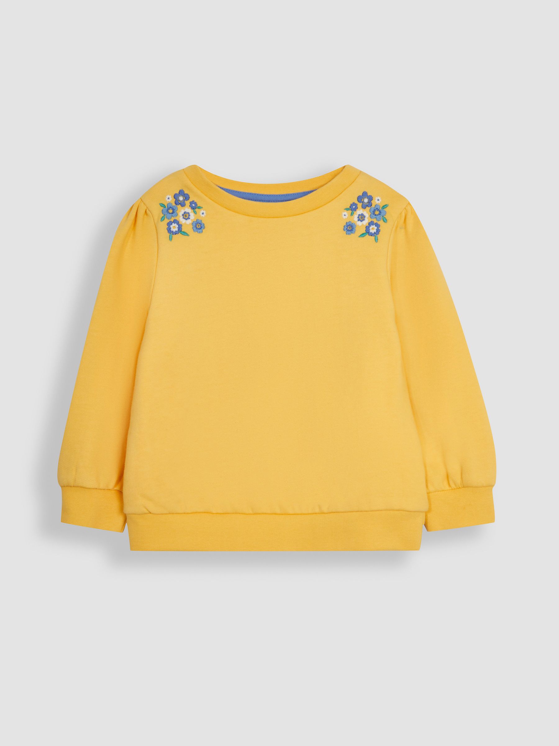 Yellow 2-Piece Floral Embroidered Sweatshirt & Shorts Set - Image 4 of 6