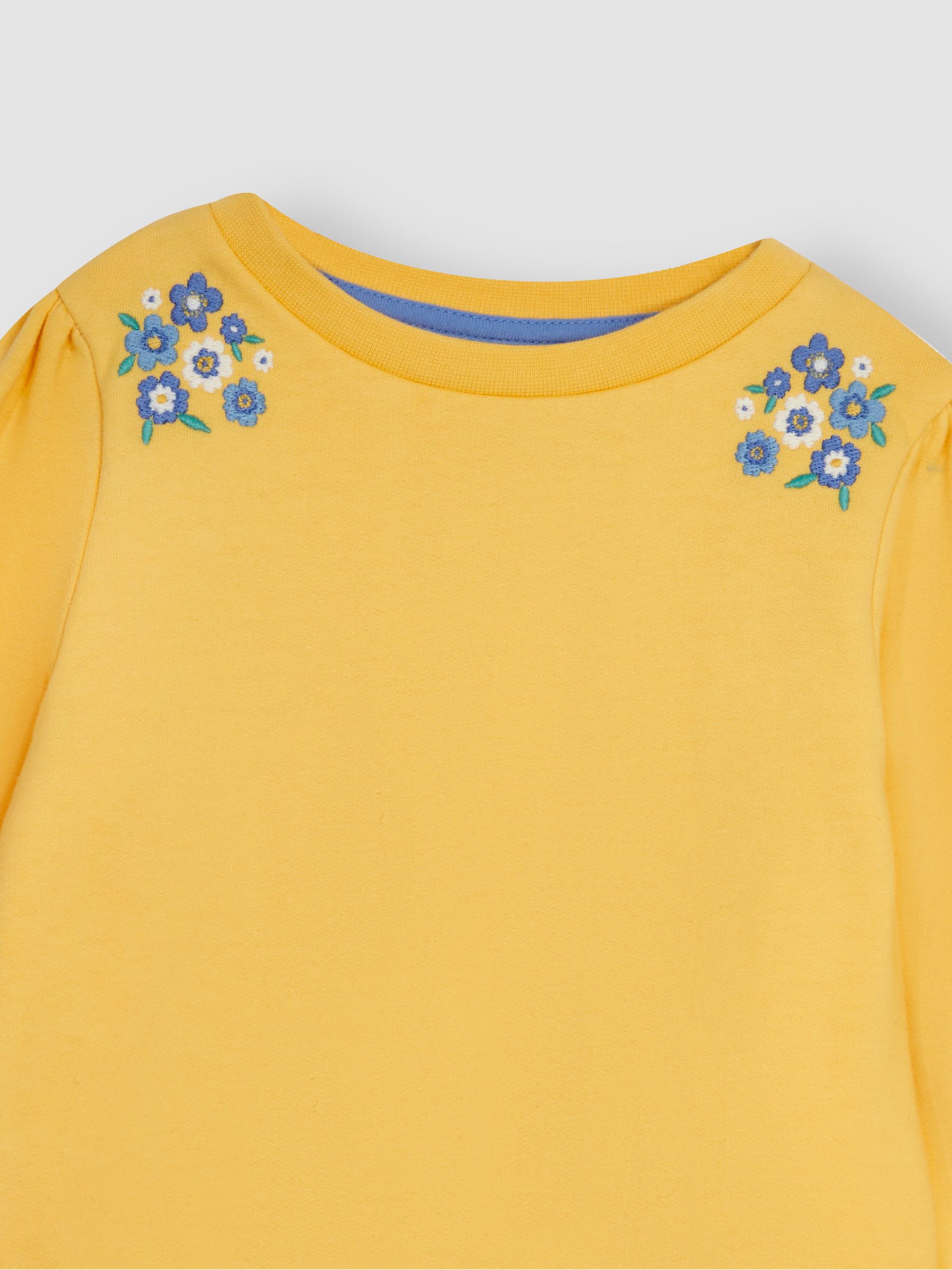 Yellow 2-Piece Floral Embroidered Sweatshirt & Shorts Set - Image 6 of 6