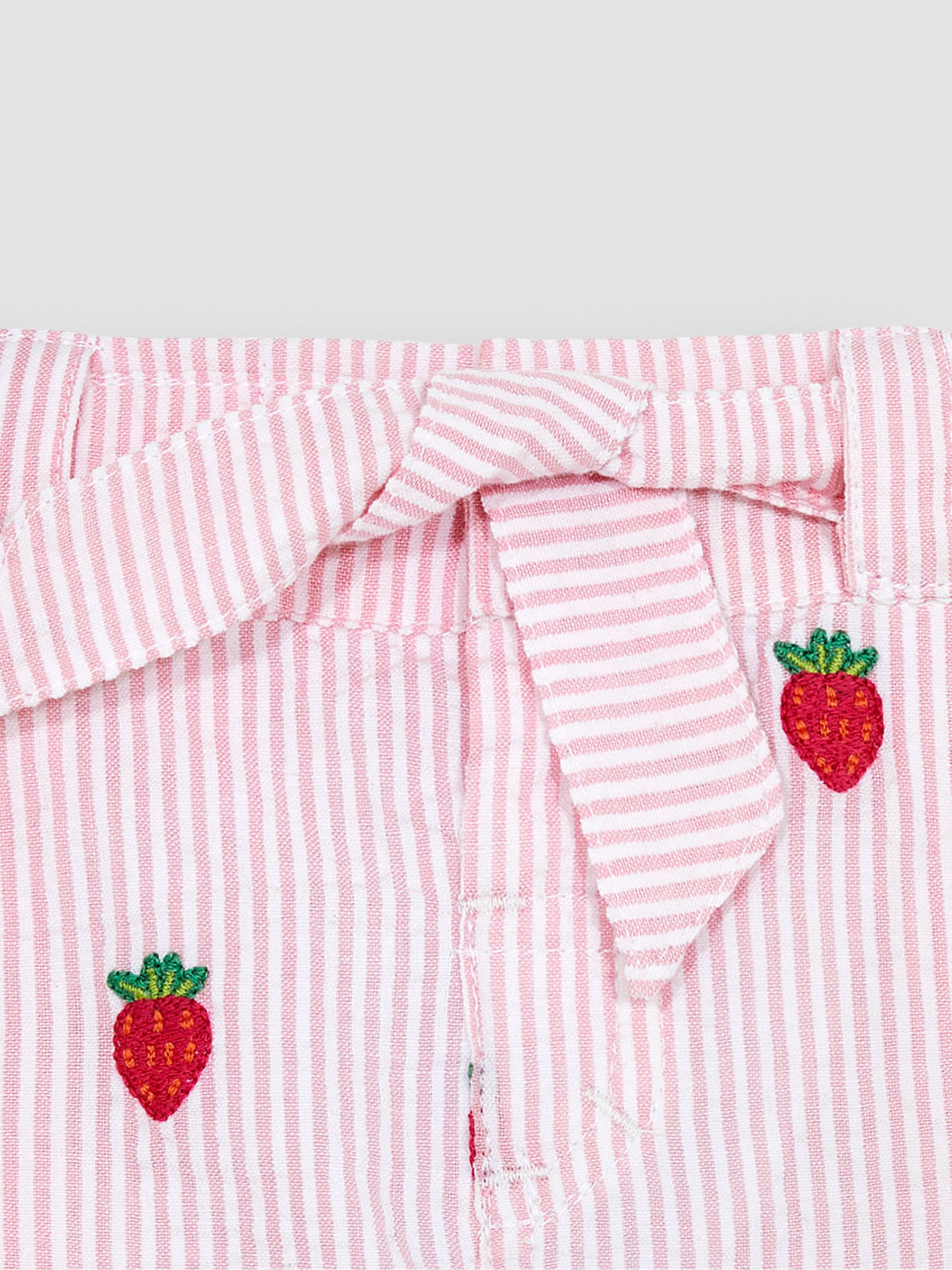 Pink Strawberry Embroidered Seersucker Pretty Shorts - Image 2 of 3