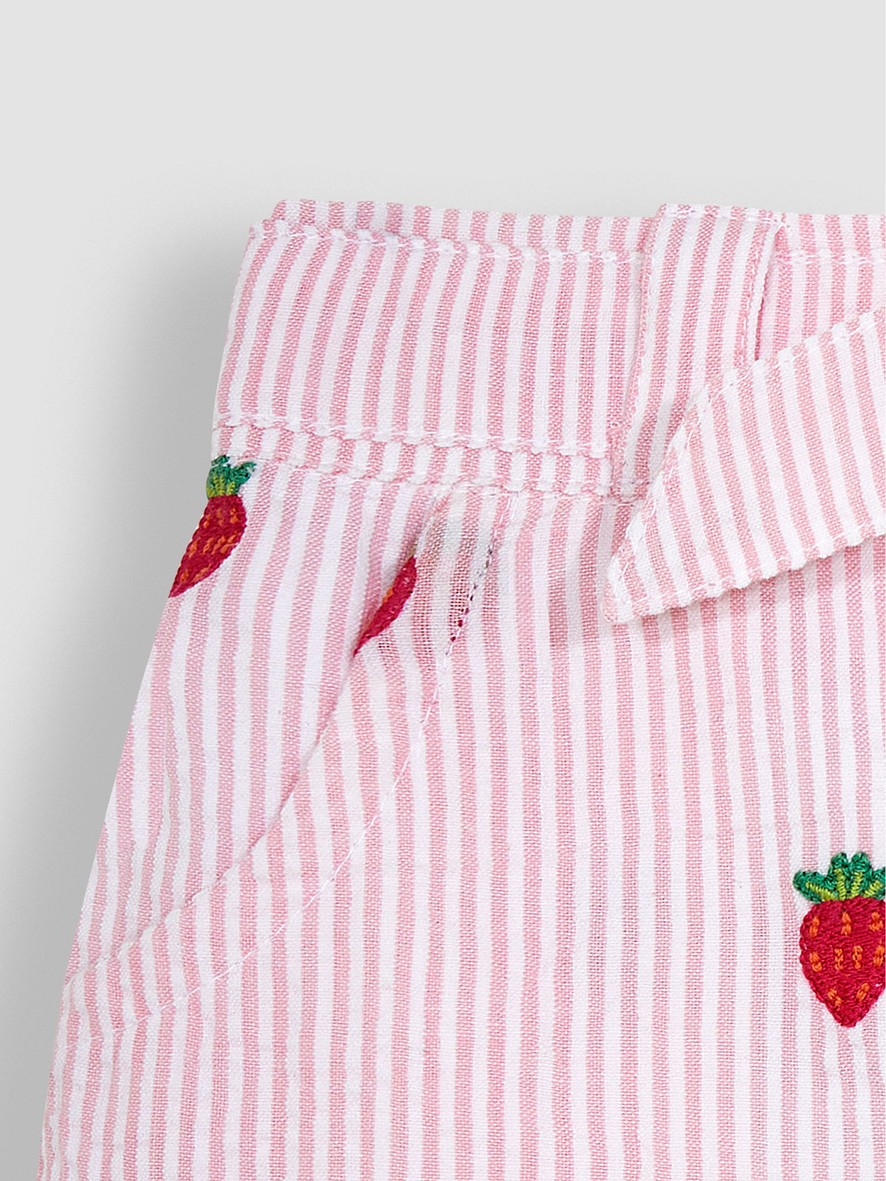 Pink Strawberry Embroidered Seersucker Pretty Shorts - Image 3 of 3