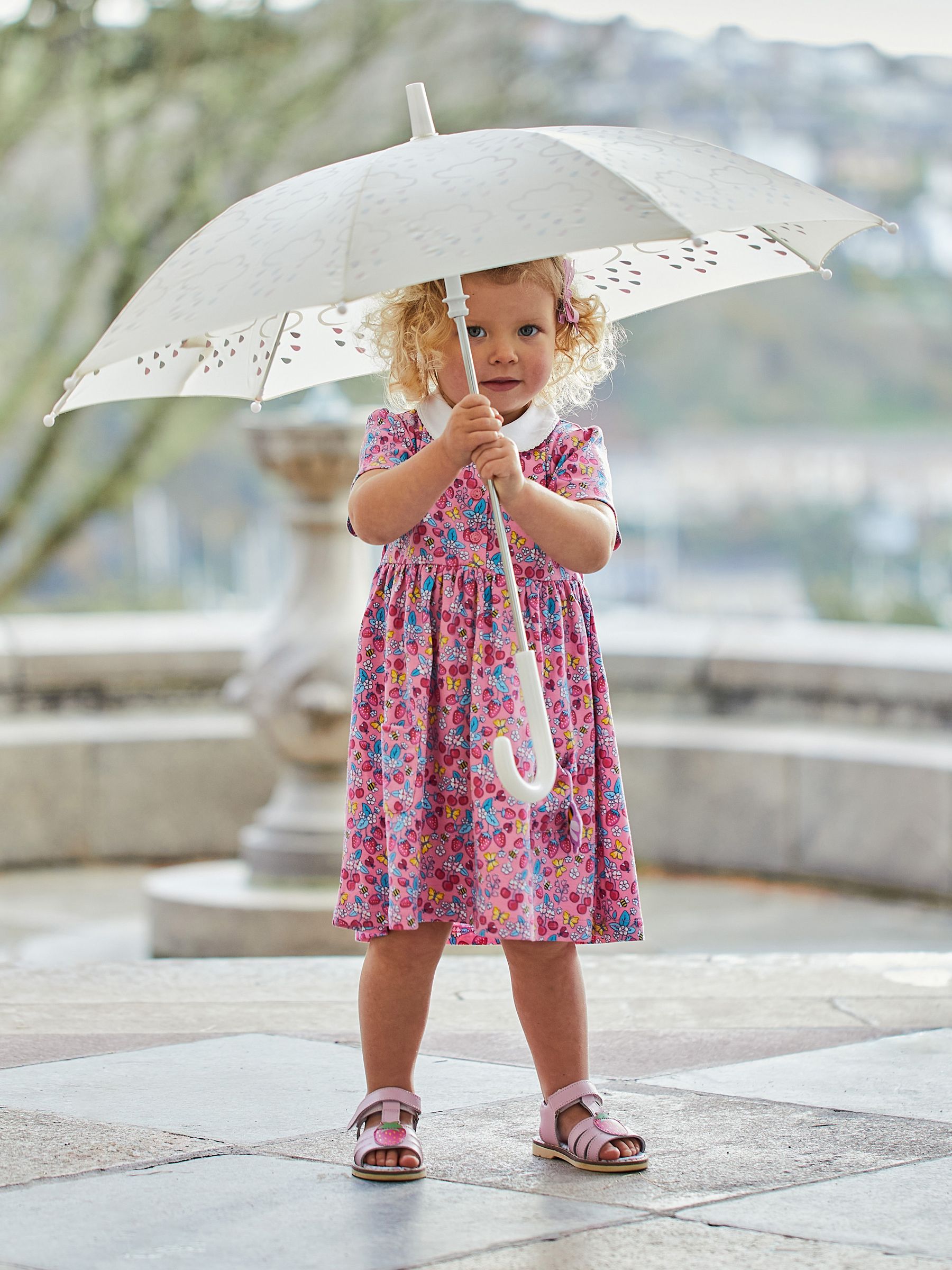 Pink Strawberry Garden Floral Peter Pan Pet In Pocket Jersey Dress - Image 1 of 7