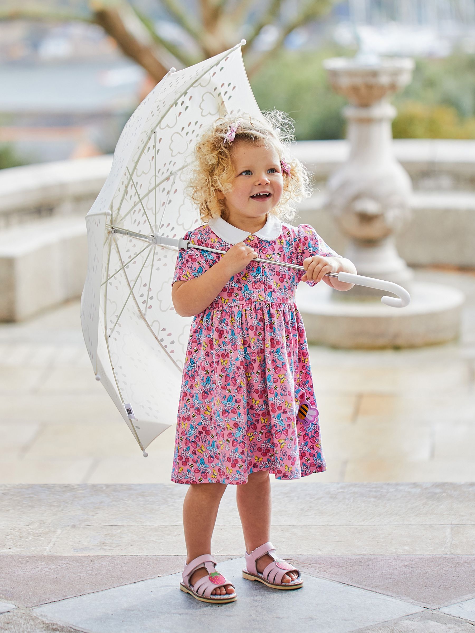 Pink Strawberry Garden Floral Peter Pan Pet In Pocket Jersey Dress - Image 2 of 7
