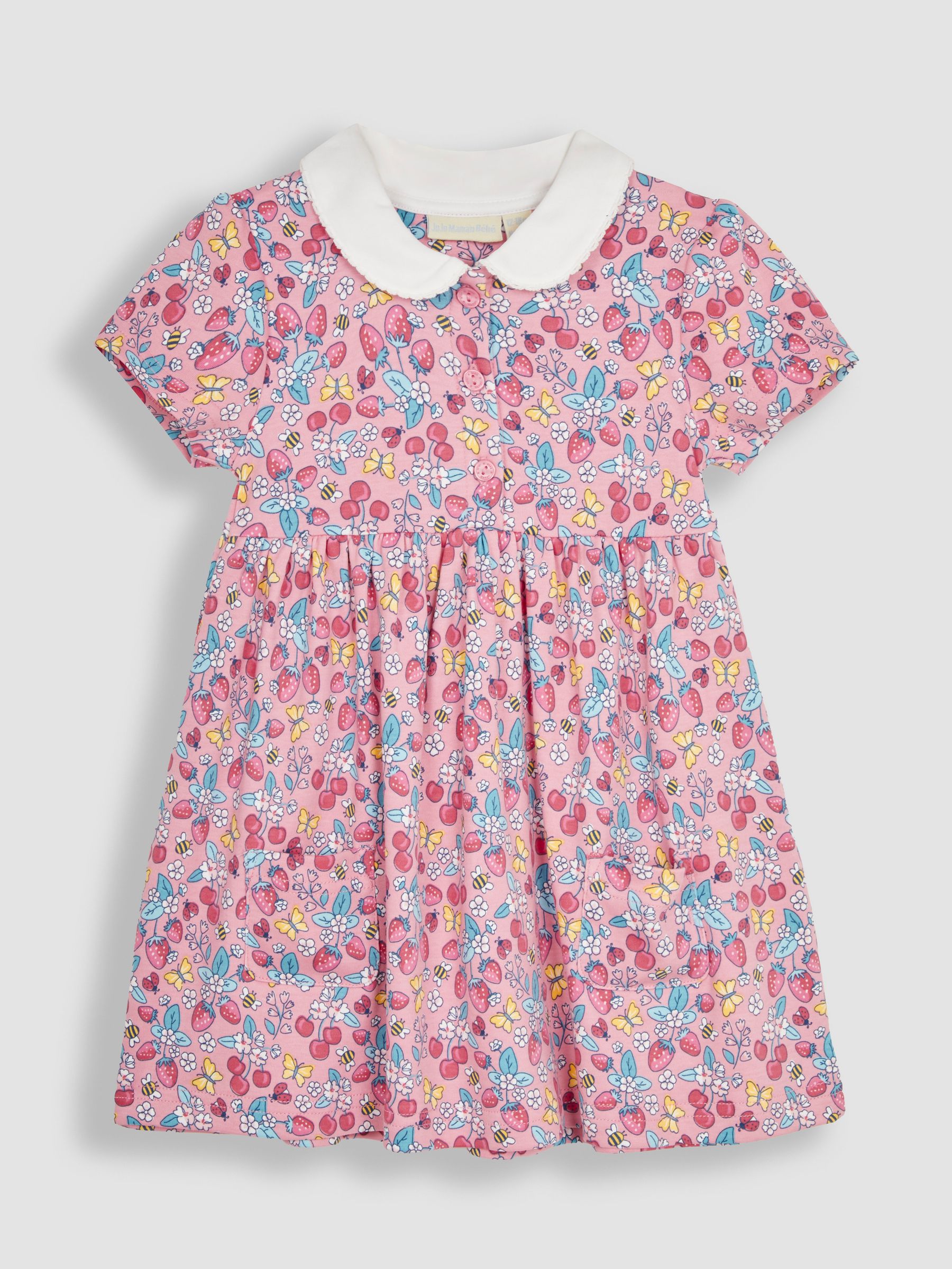 Pink Strawberry Garden Floral Peter Pan Pet In Pocket Jersey Dress - Image 4 of 7