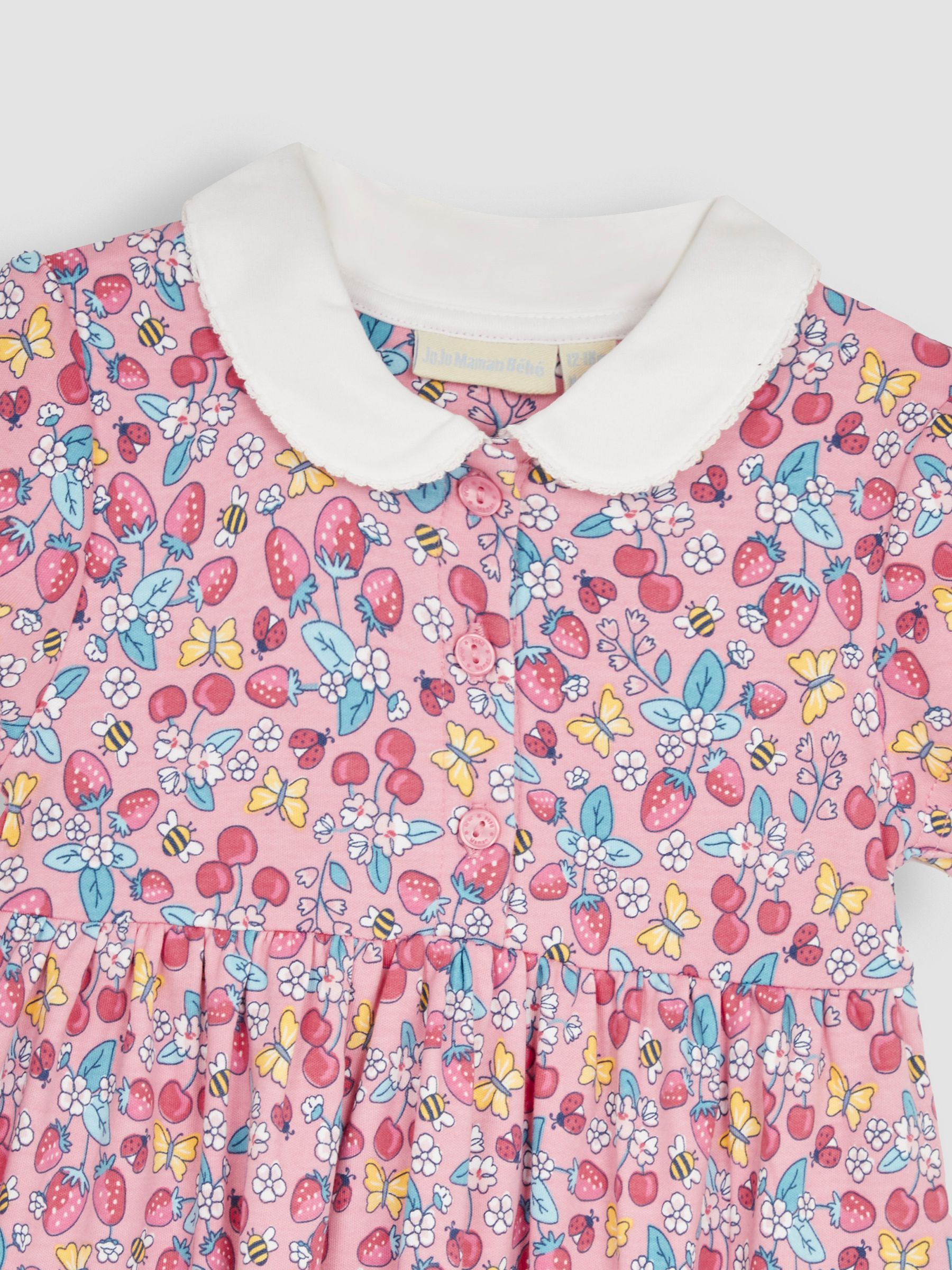 Pink Strawberry Garden Floral Peter Pan Pet In Pocket Jersey Dress - Image 7 of 7