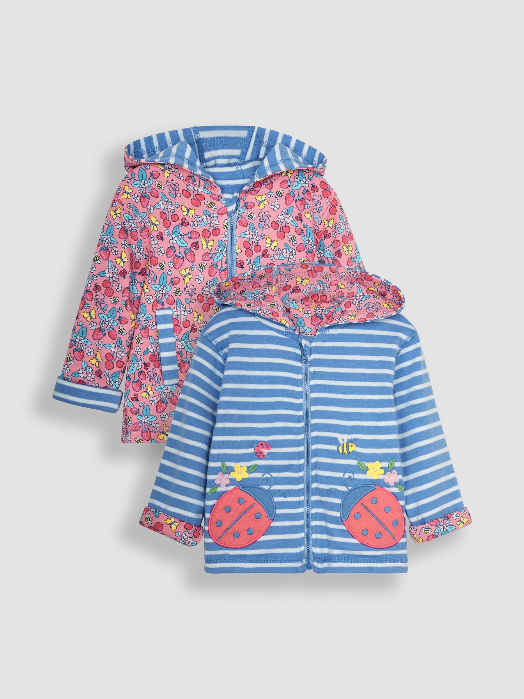 Blue Ladybird Appliqué Reversible Jersey Hoodie - Image 2 of 7