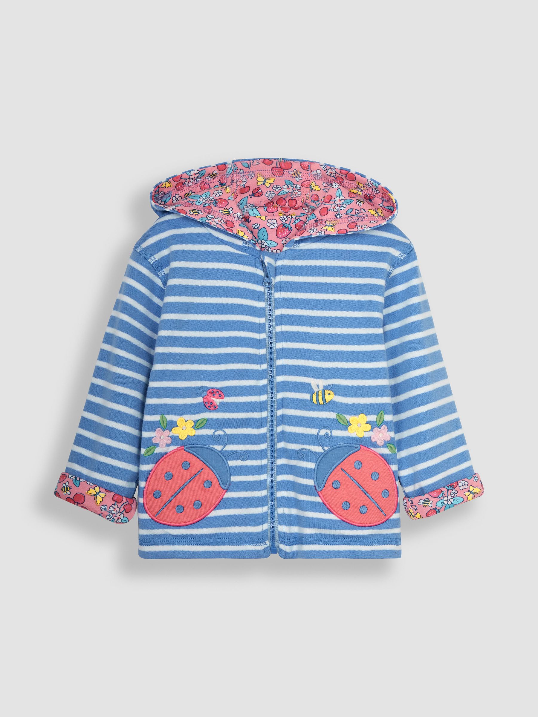 Blue Ladybird Appliqué Reversible Jersey Hoodie - Image 3 of 7