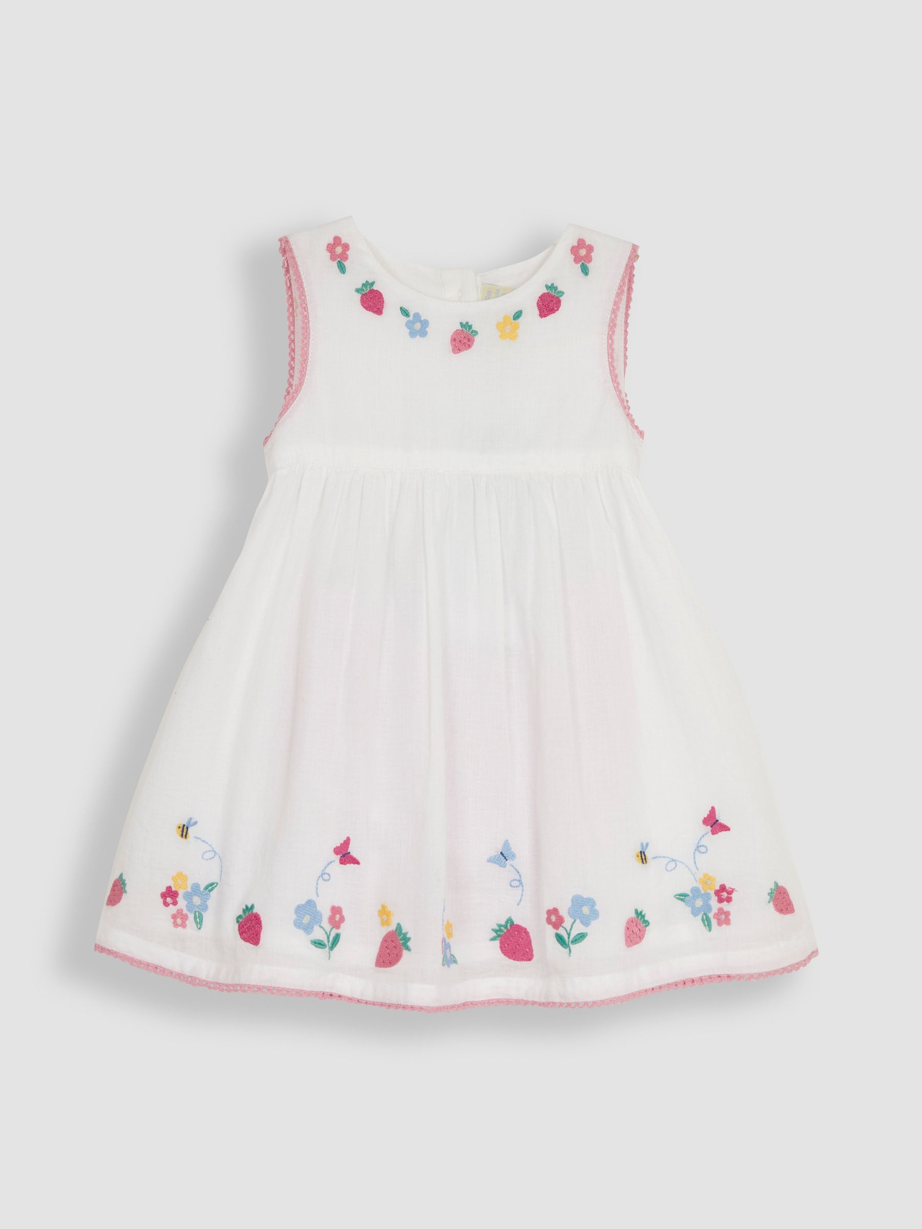 White Strawberry Embroidered Baby Dress - Image 2 of 4