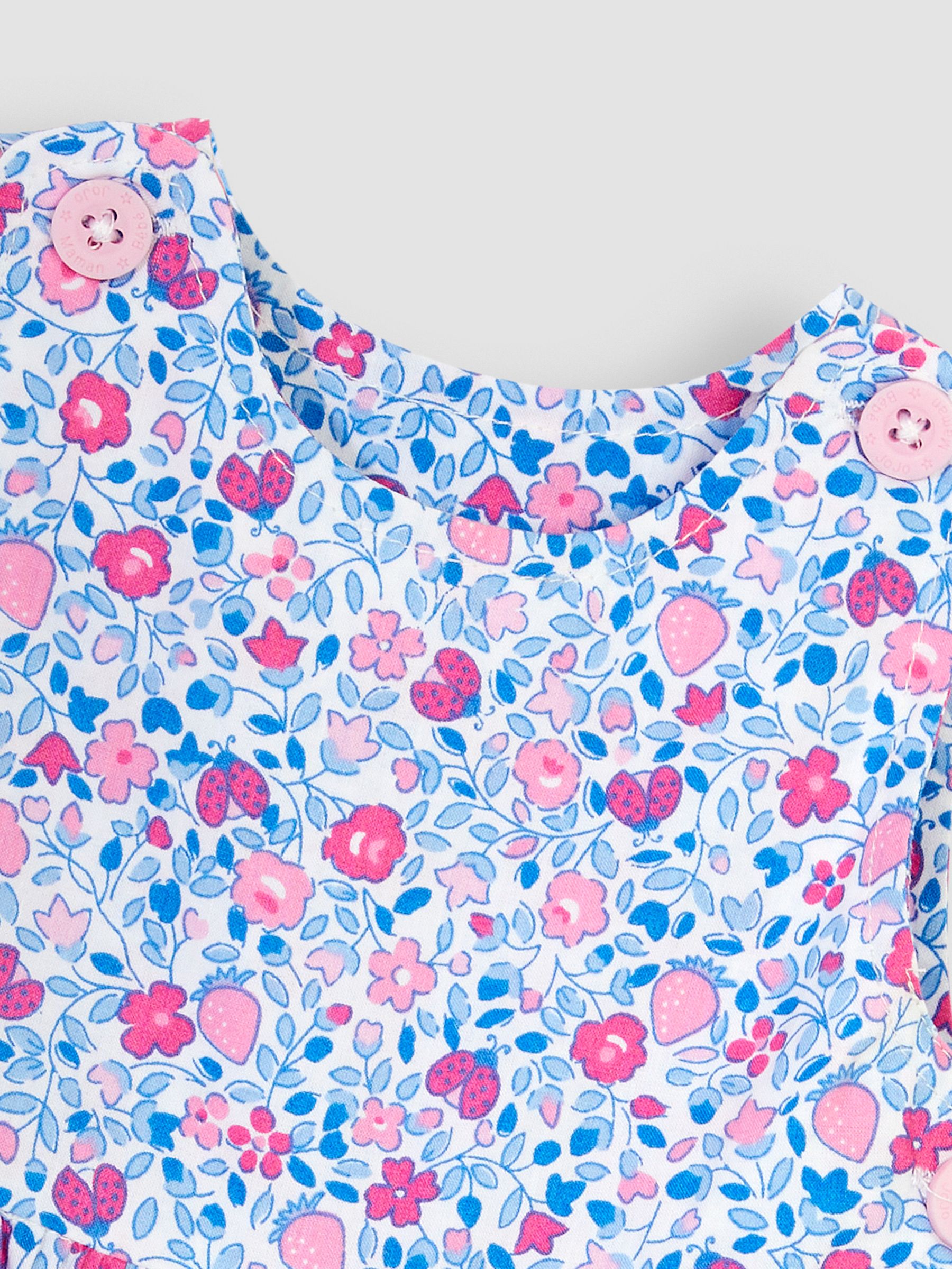 Pink Strawberry Appliqué Pocket Ditsy Floral Dungarees - Image 5 of 5