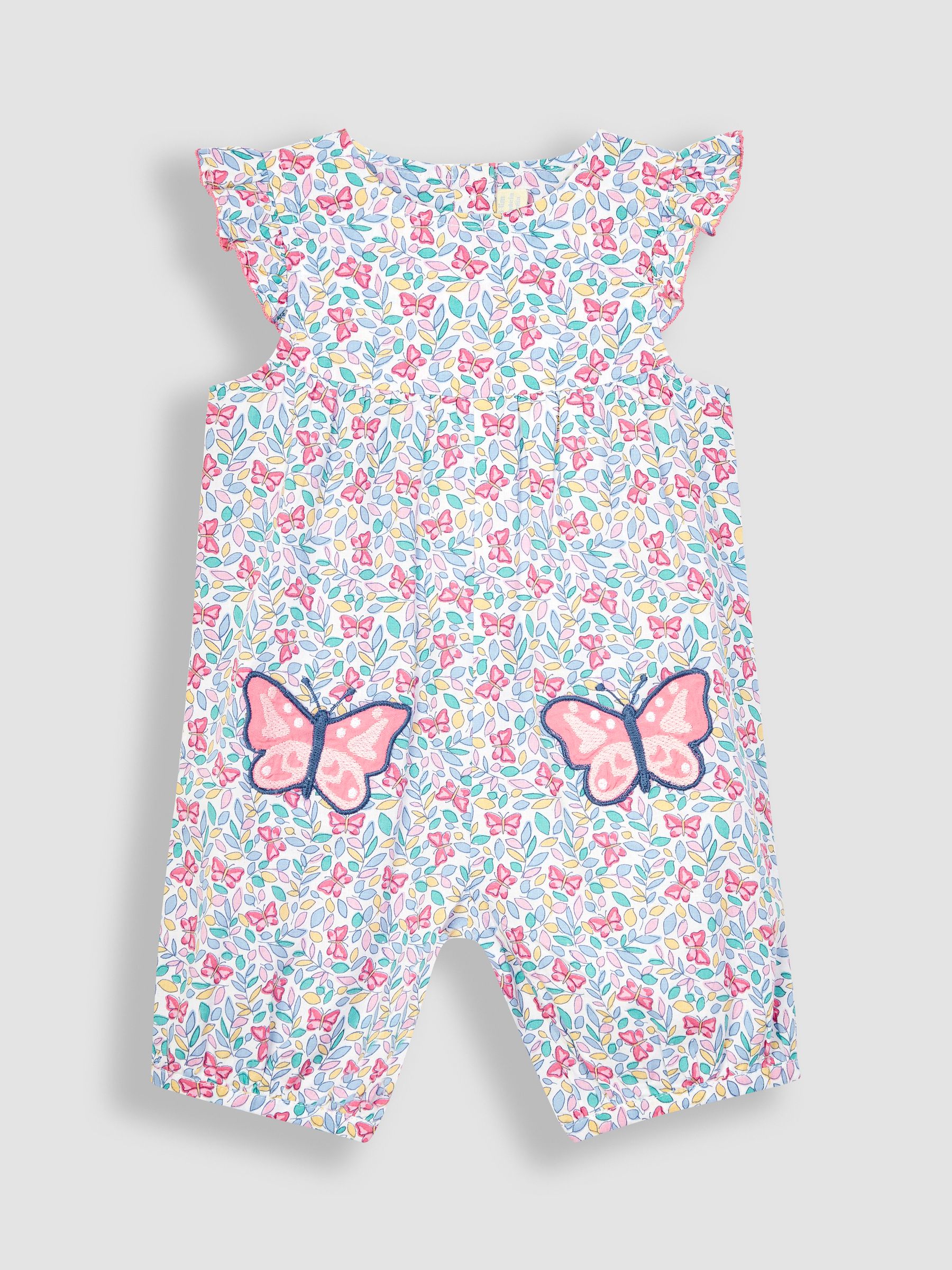White Butterfly Appliqué Pockets Pretty Sunsuit - Image 1 of 4