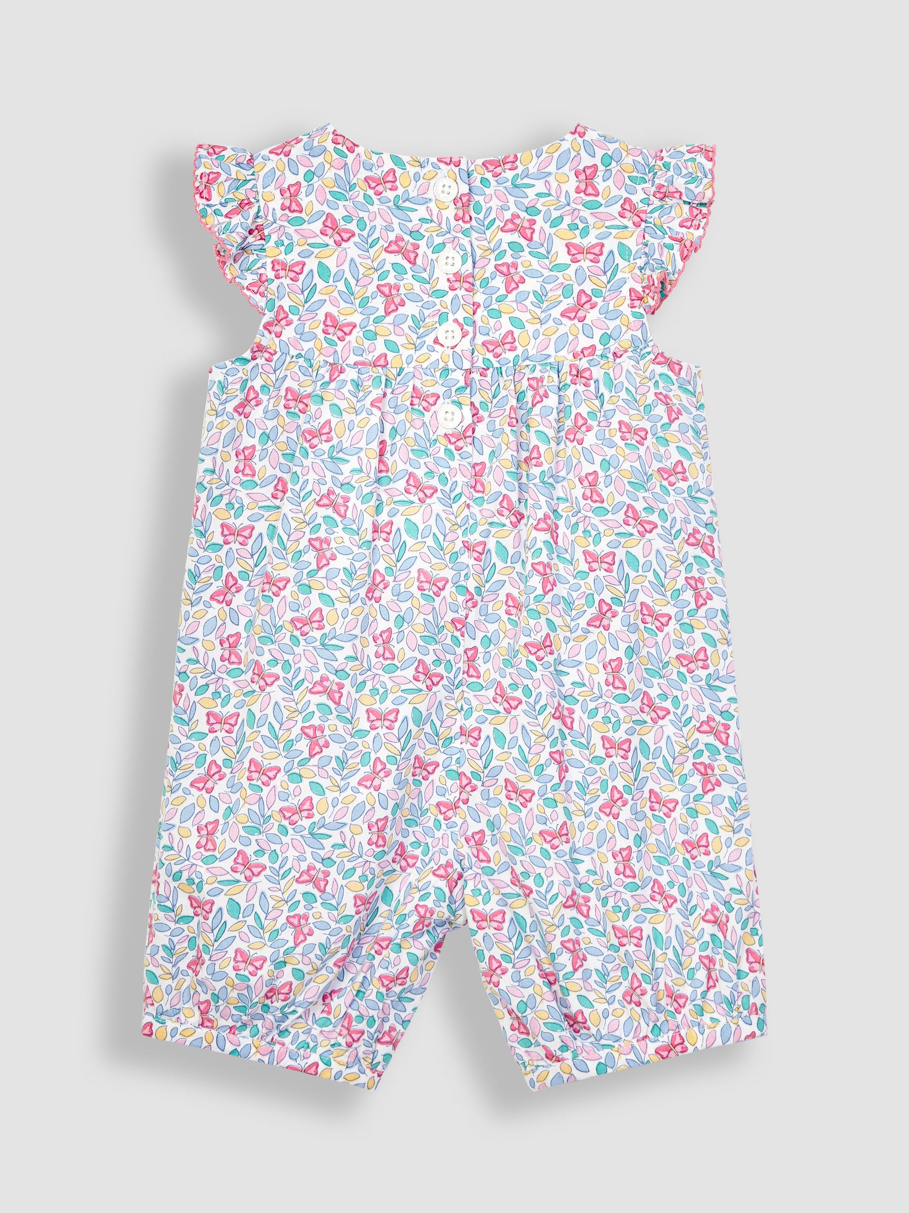White Butterfly Appliqué Pockets Pretty Sunsuit - Image 2 of 4