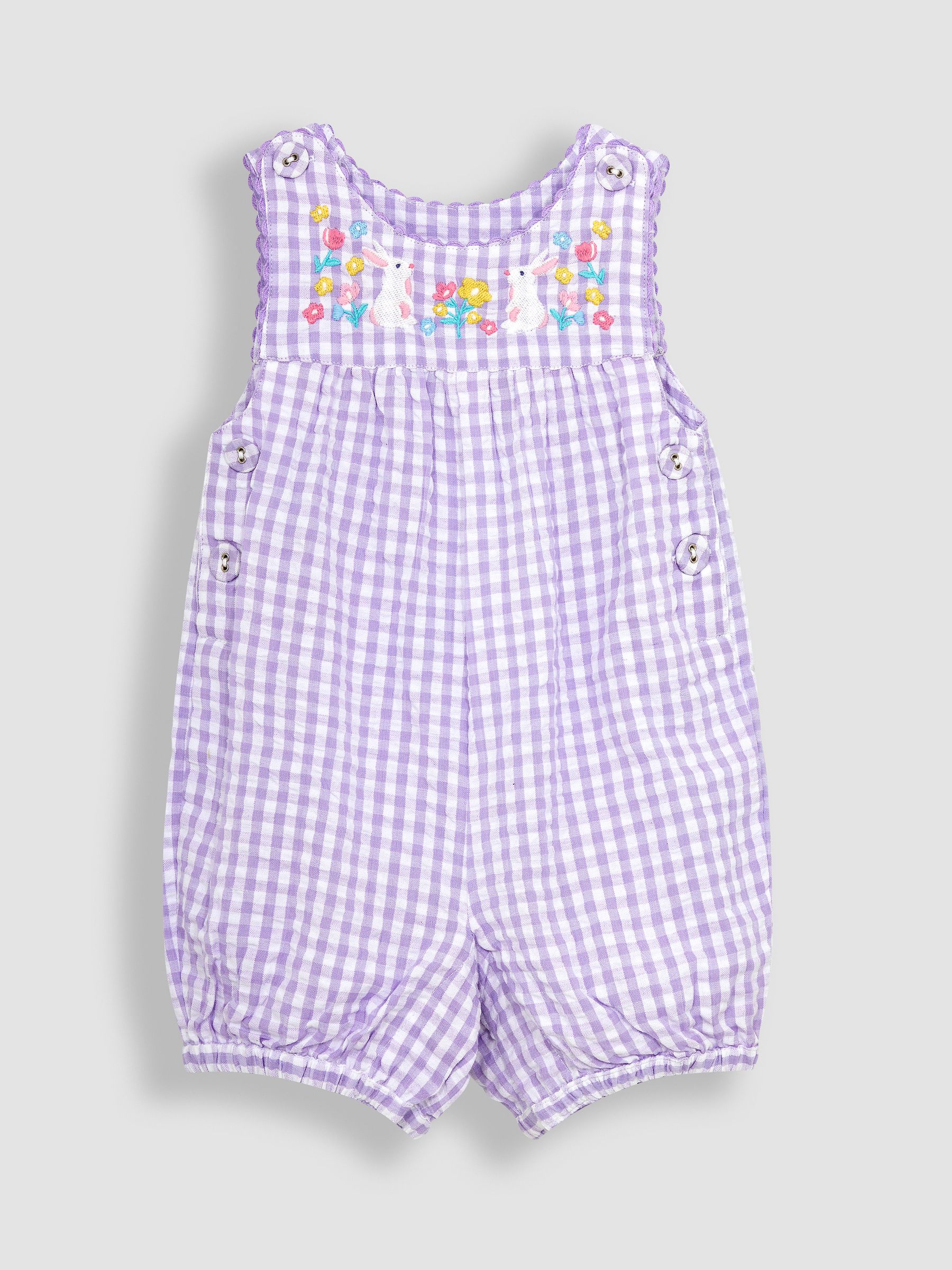 Lilac Purple Bunny Appliqué Gingham Dungarees - Image 1 of 3