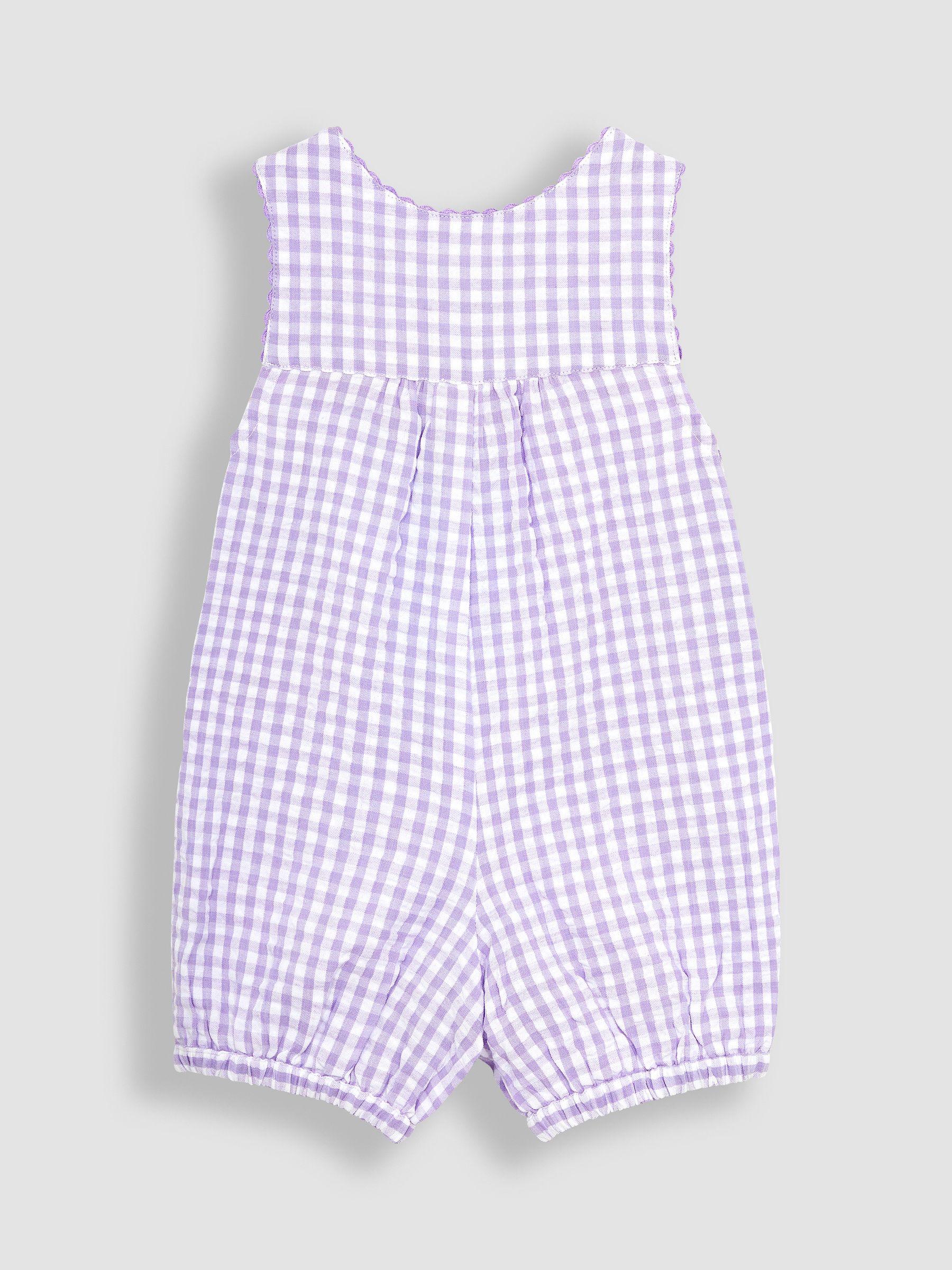 Lilac Purple Bunny Appliqué Gingham Dungarees - Image 2 of 3