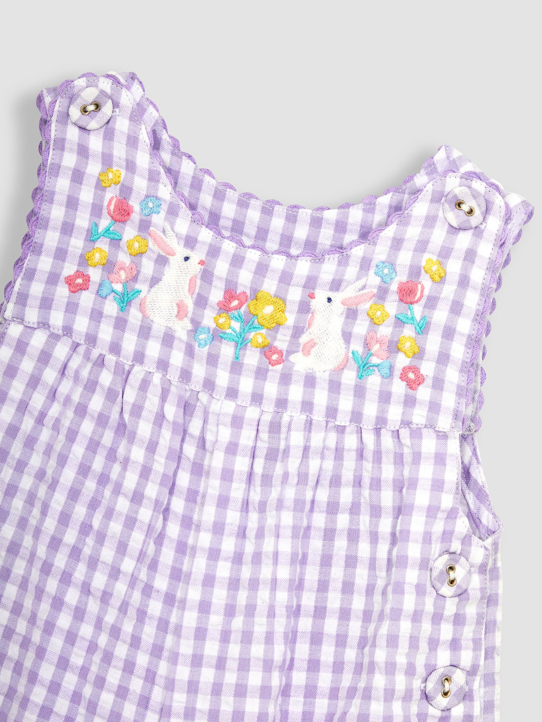 Lilac Purple Bunny Appliqué Gingham Dungarees - Image 3 of 3
