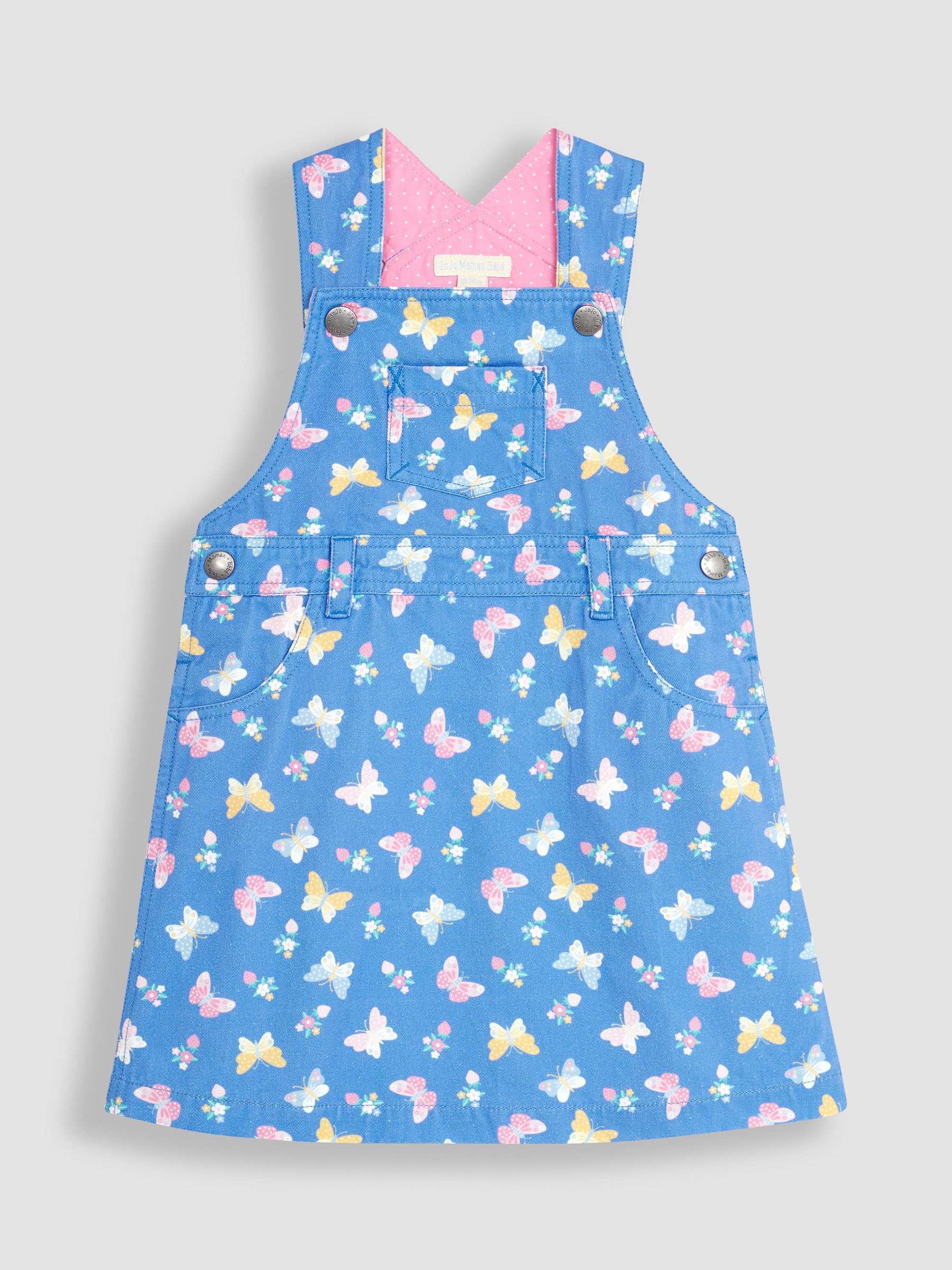 Blue Butterfly & Dragonfly Twill Dungaree Dress - Image 1 of 3