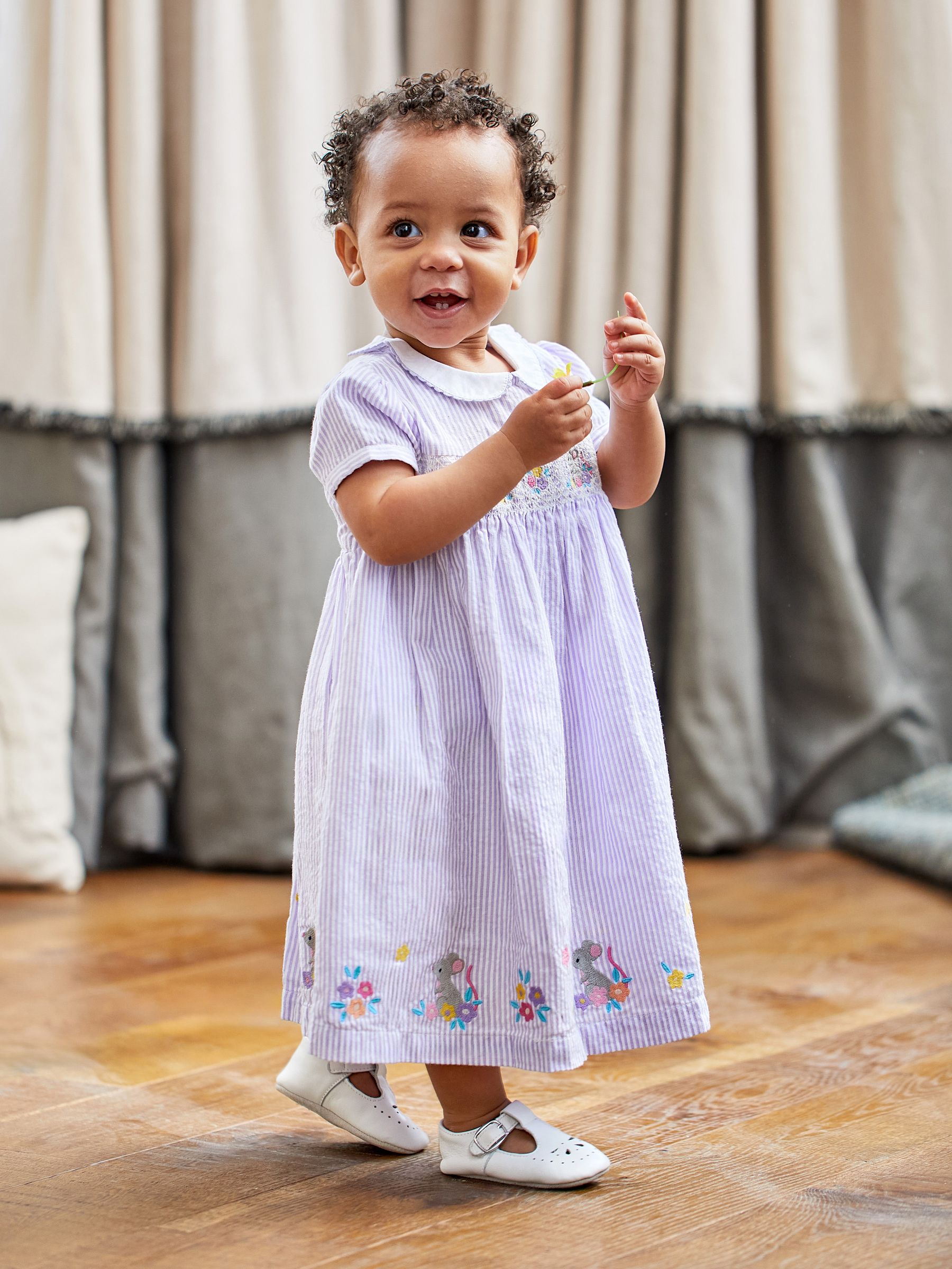 Lilac Purple Mouse Embroidered Smocked Dress - Image 1 of 8
