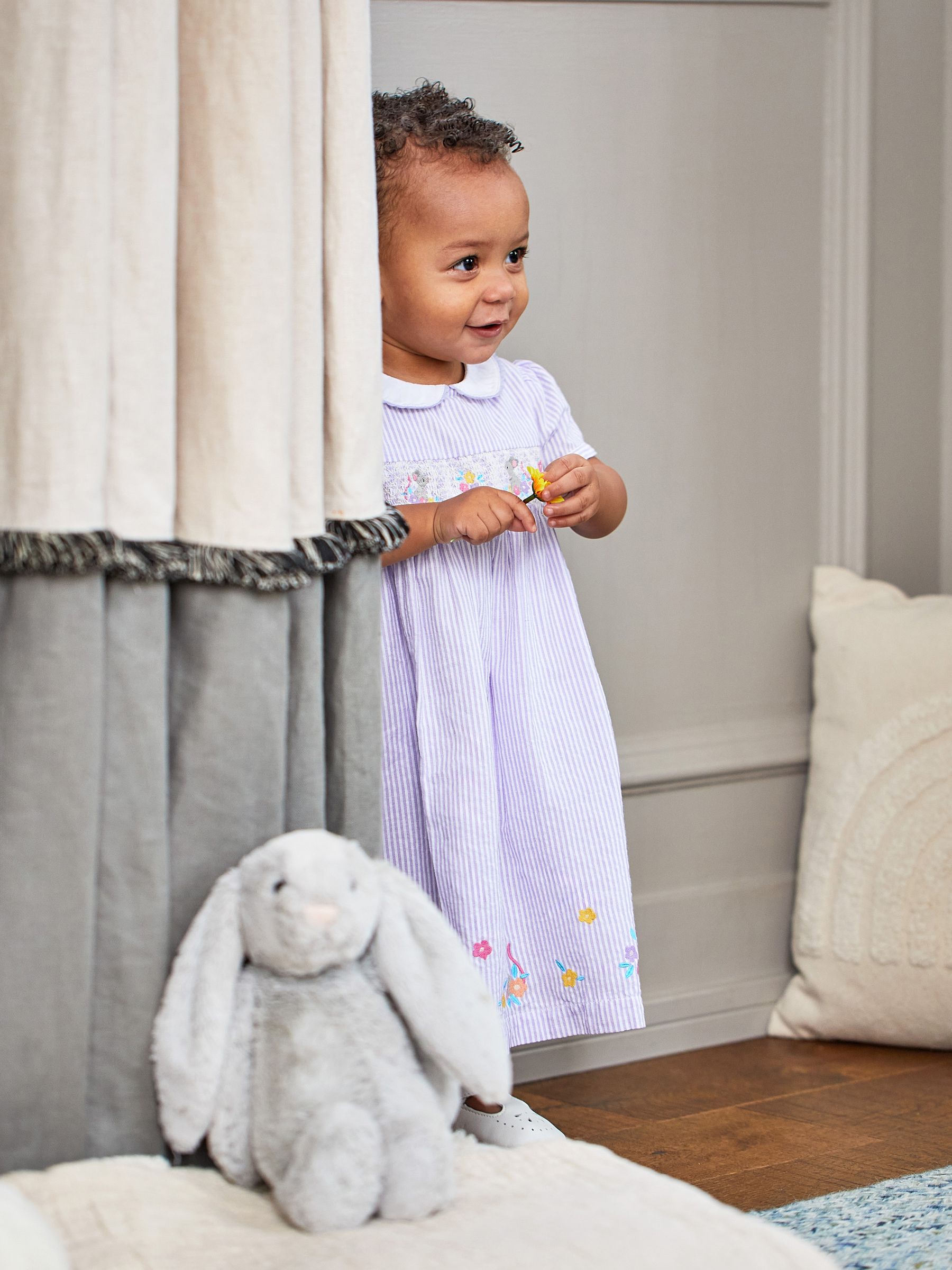 Lilac Purple Mouse Embroidered Smocked Dress - Image 2 of 8