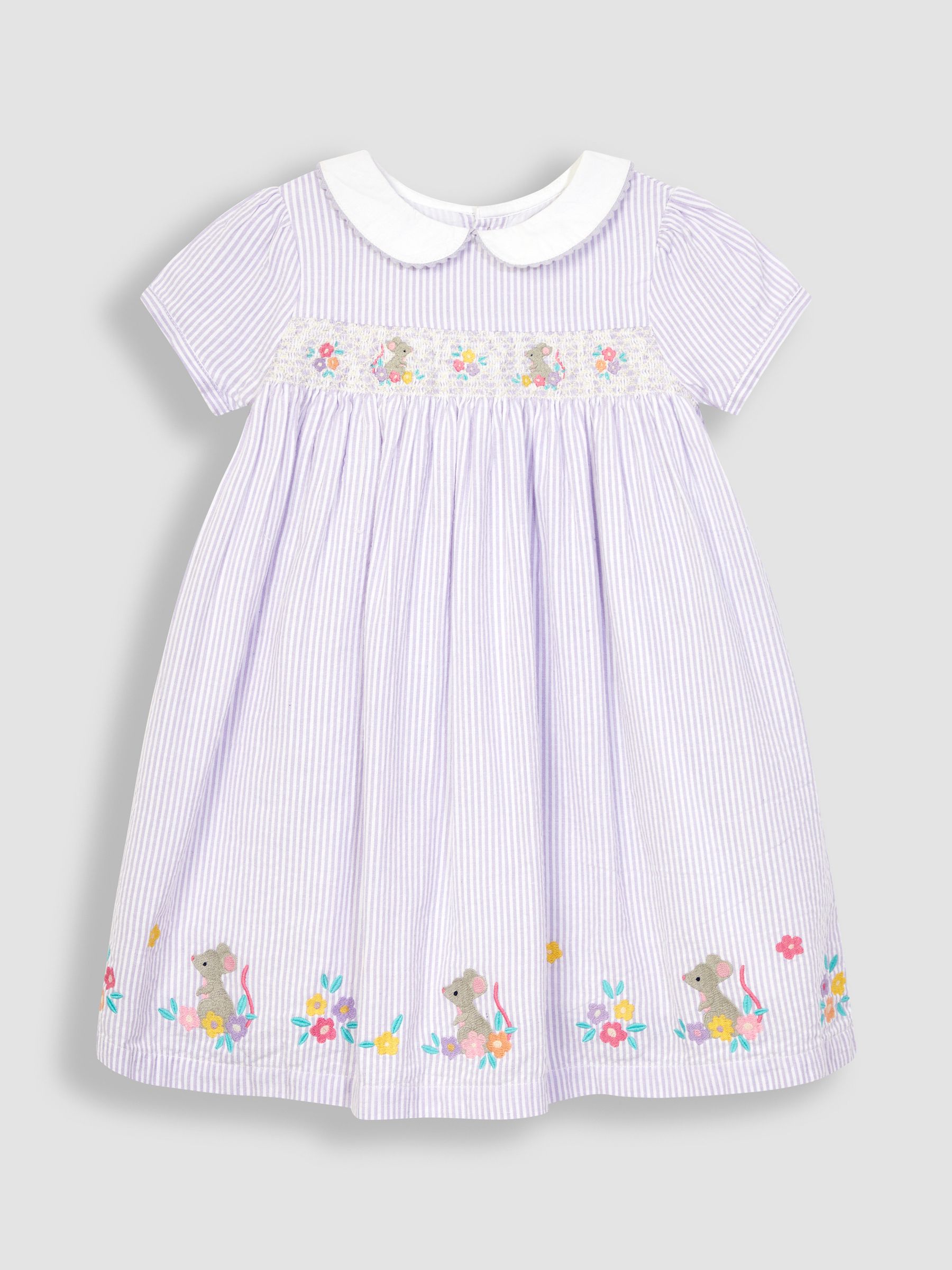 Lilac Purple Mouse Embroidered Smocked Dress - Image 6 of 8
