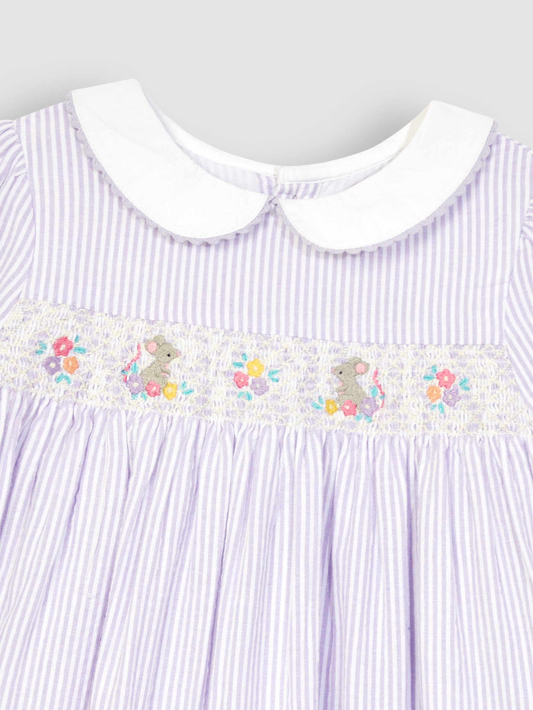 Lilac Purple Mouse Embroidered Smocked Dress - Image 7 of 8