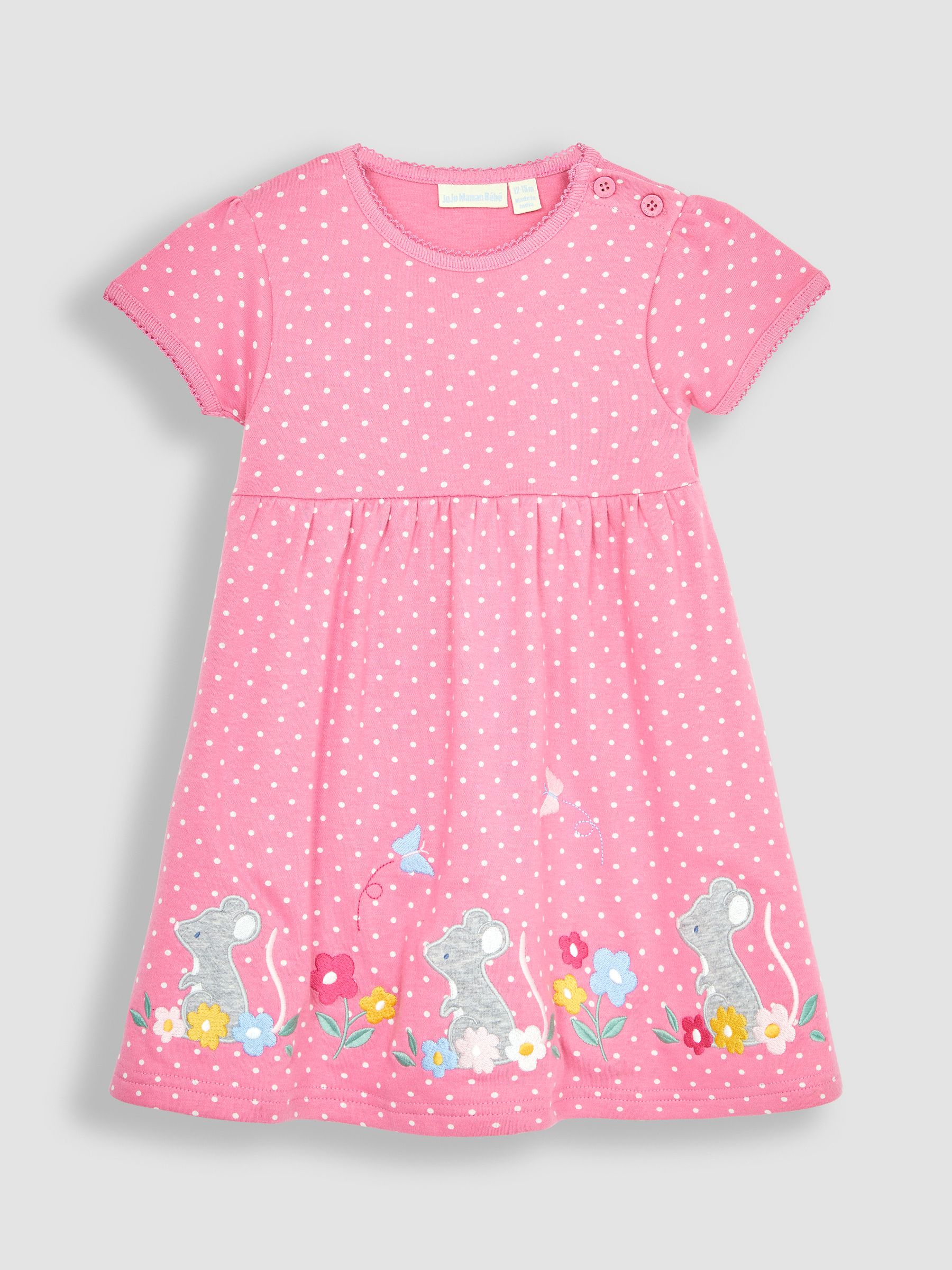 Pink Mouse Spot Appliqué Hem Jersey Dress - Image 1 of 3