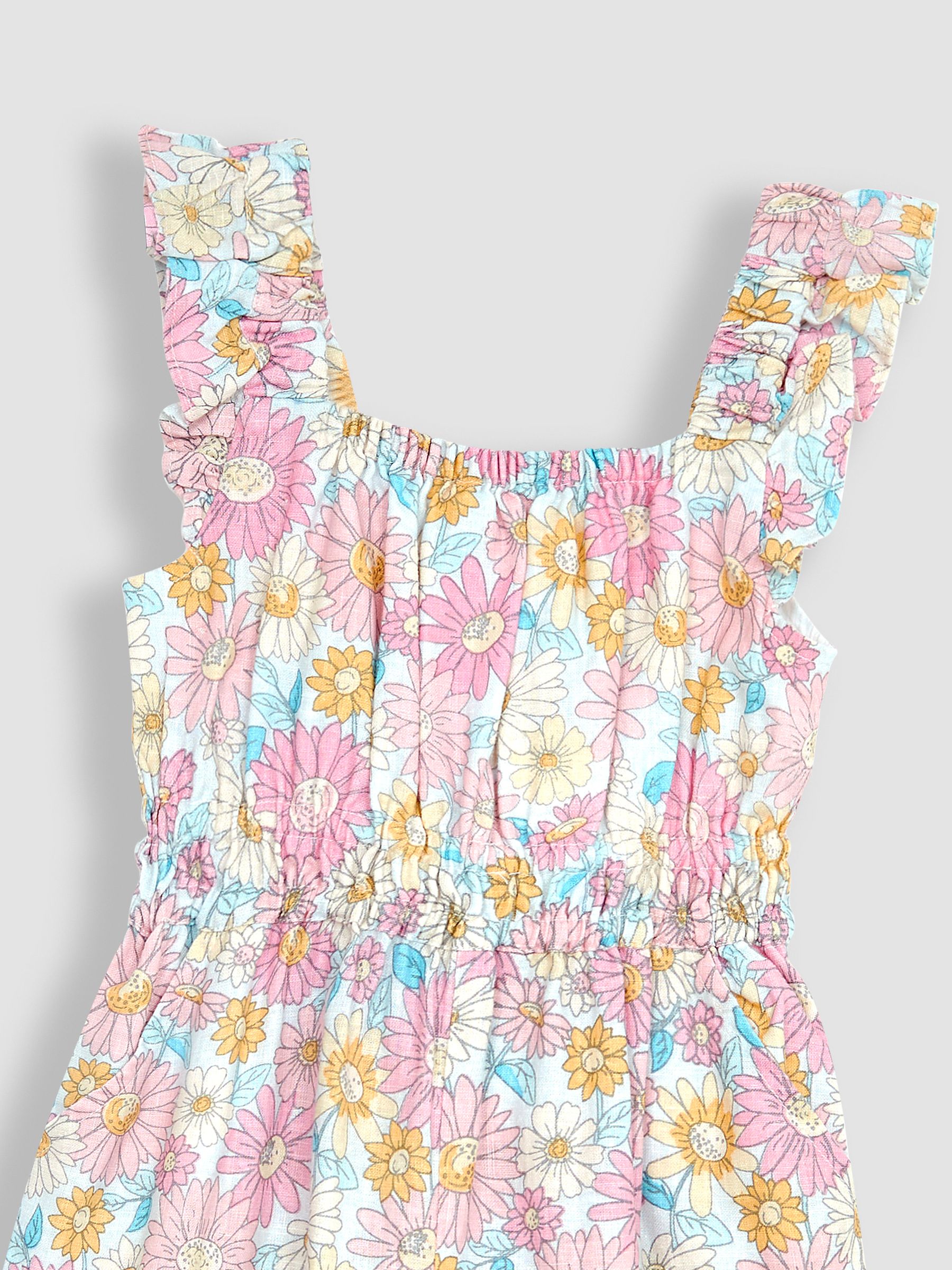 Pink Sunflower Cotton Linen Frill Shoulder Jumpsuit - Image 5 of 5