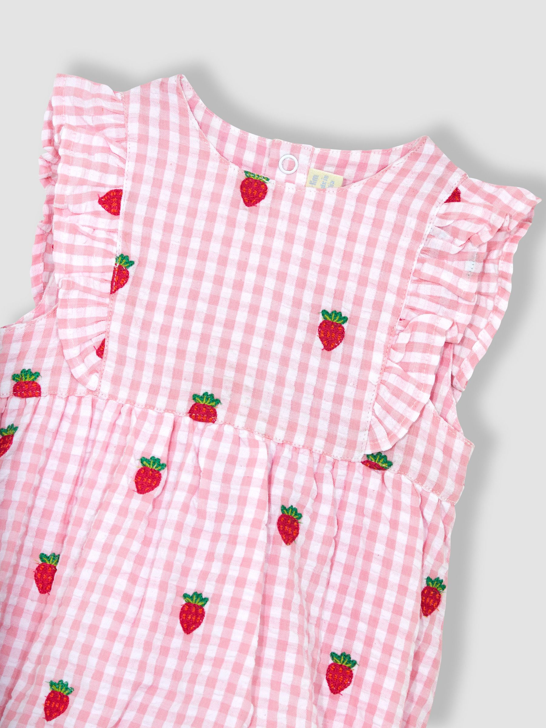 Pink 2-Piece Strawberry Embroidered Bubble Romper & Hat Set - Image 5 of 5