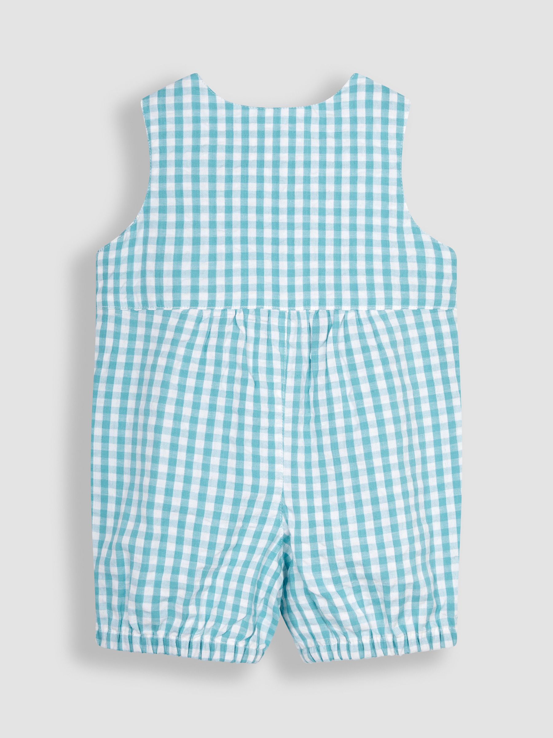 Duck Egg Blue Giraffe Appliqué Gingham Dungarees - Image 2 of 4