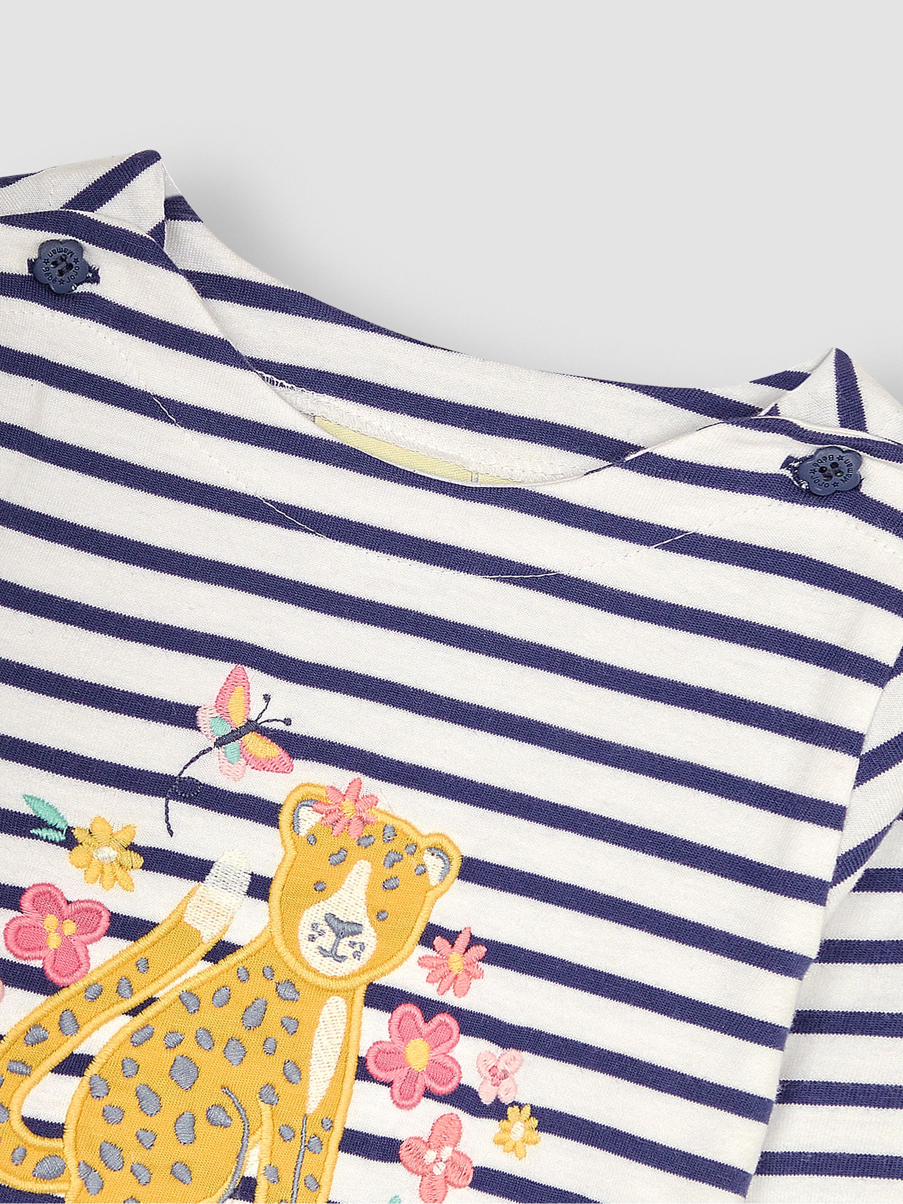 White Navy Stripe Cheetah Appliqué Top - Image 2 of 3