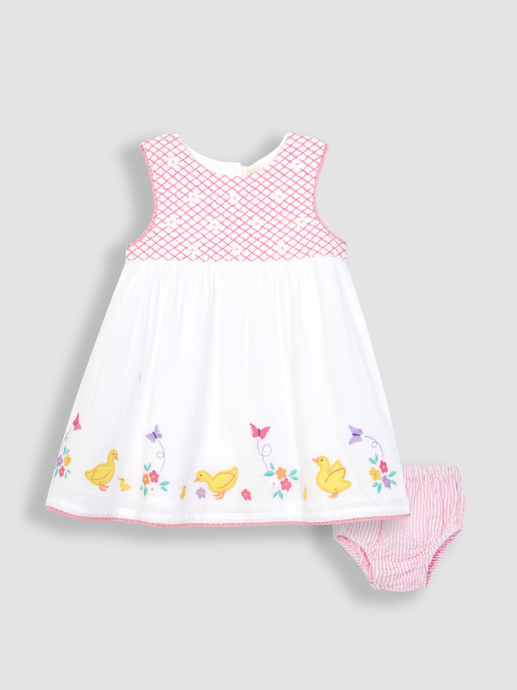White Duck Embroidered Smocked Baby Dress - Image 1 of 4