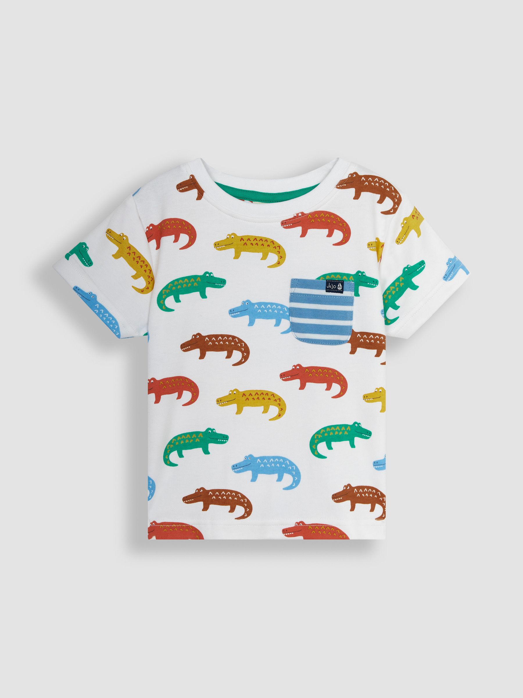 White Crocodile Contrast Pocket T-Shirt - Image 1 of 4