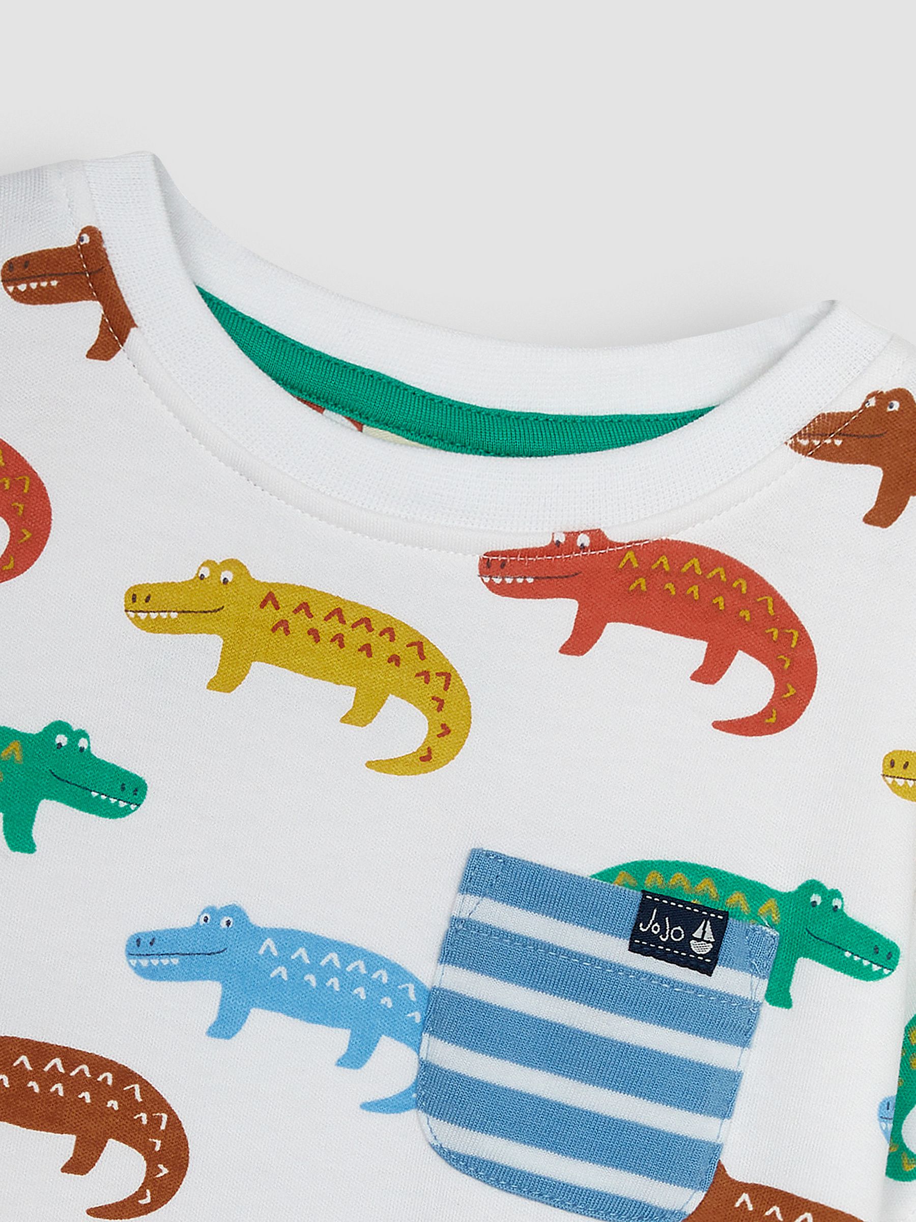 White Crocodile Contrast Pocket T-Shirt - Image 2 of 4