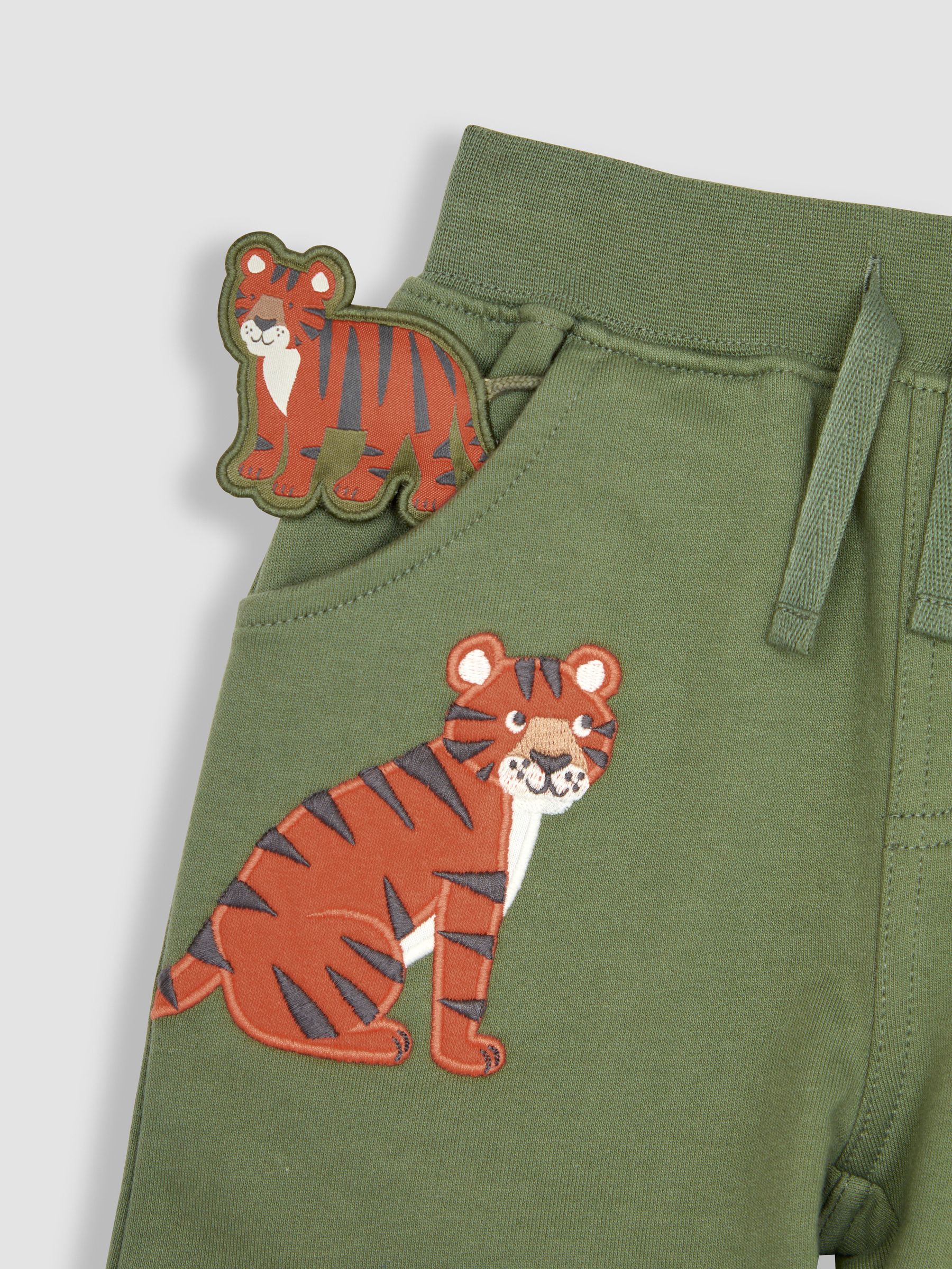 Khaki Green Tiger Appliqué Pet in Pocket Shorts - Image 3 of 3