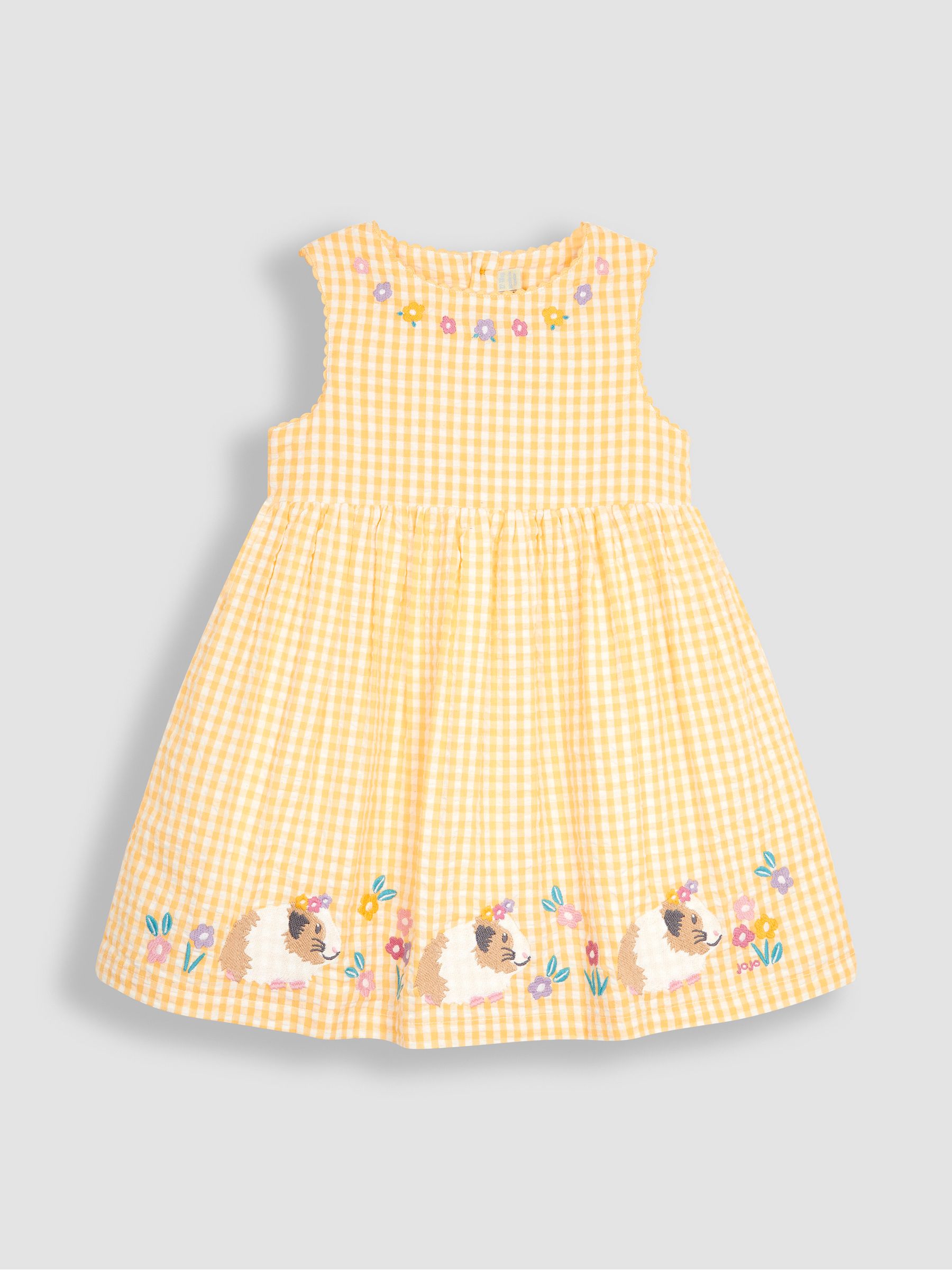 Yellow Guinea Pig Appliqué Gingham Summer Dress - Image 1 of 3