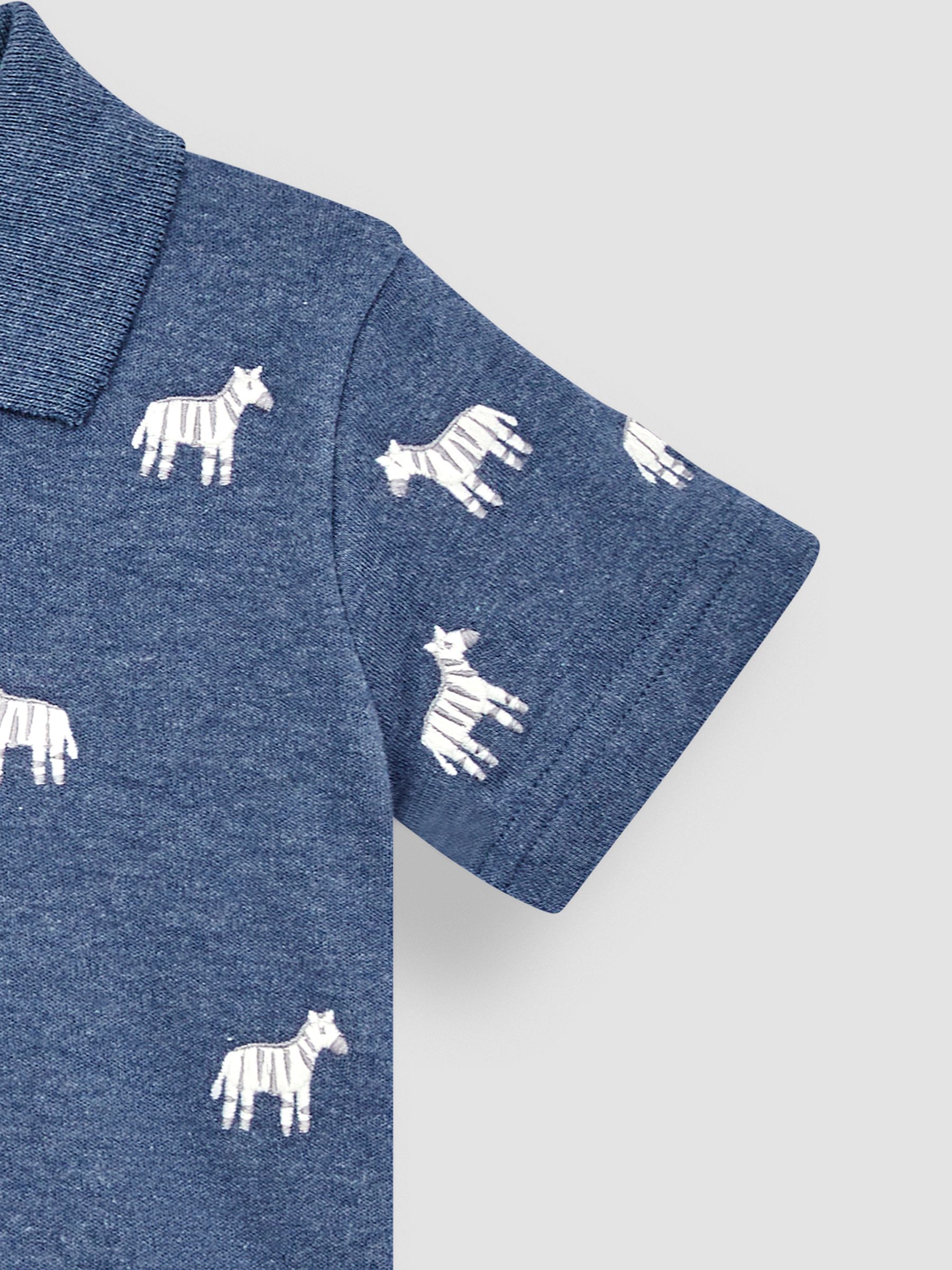 Denim Blue Zebra Short Sleeve Embroidered Polo Shirt - Image 3 of 3