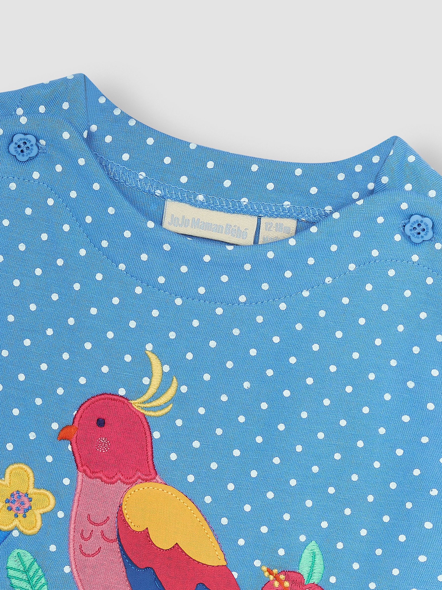 Blue Tropical Bird Appliqué T-Shirt - Image 2 of 3