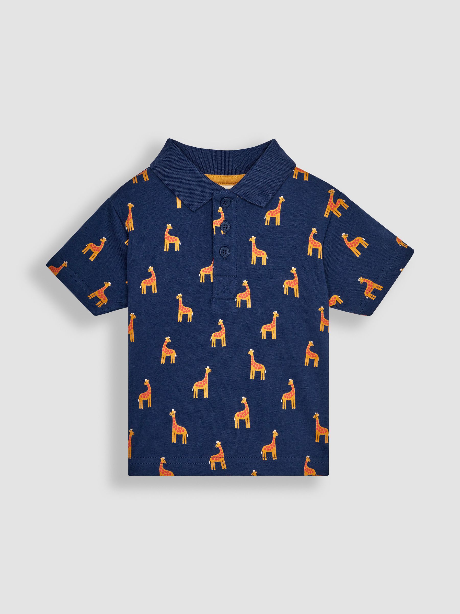 Navy Blue Giraffe Printed Polo Shirt - Image 2 of 4
