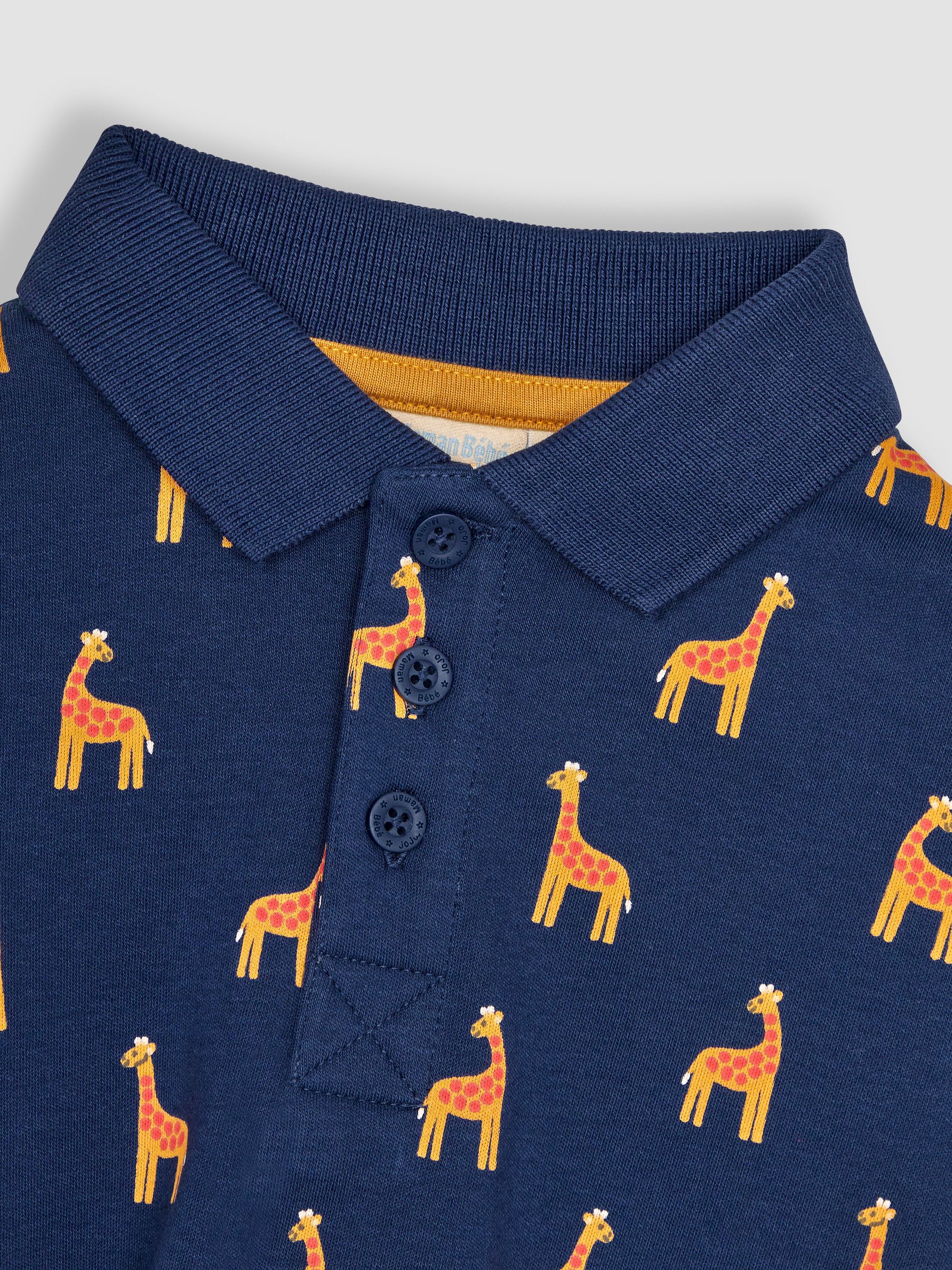 Navy Blue Giraffe Printed Polo Shirt - Image 3 of 4