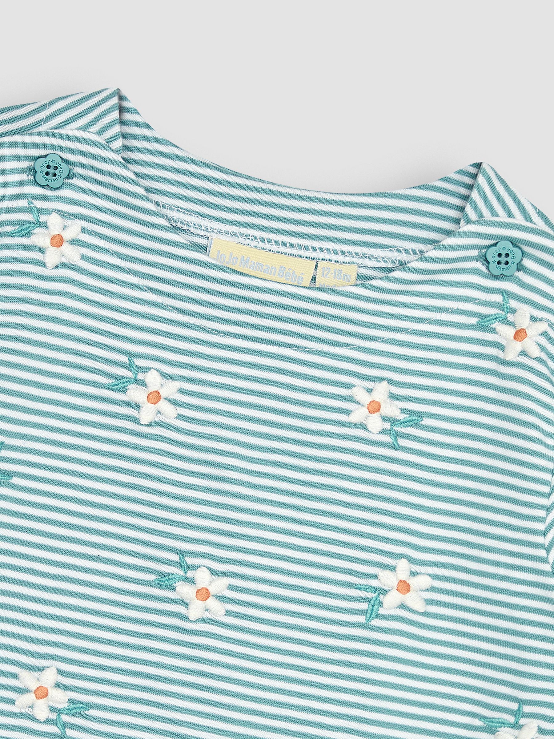 Duck Egg Blue Daisy Embroidered T-Shirt - Image 2 of 3